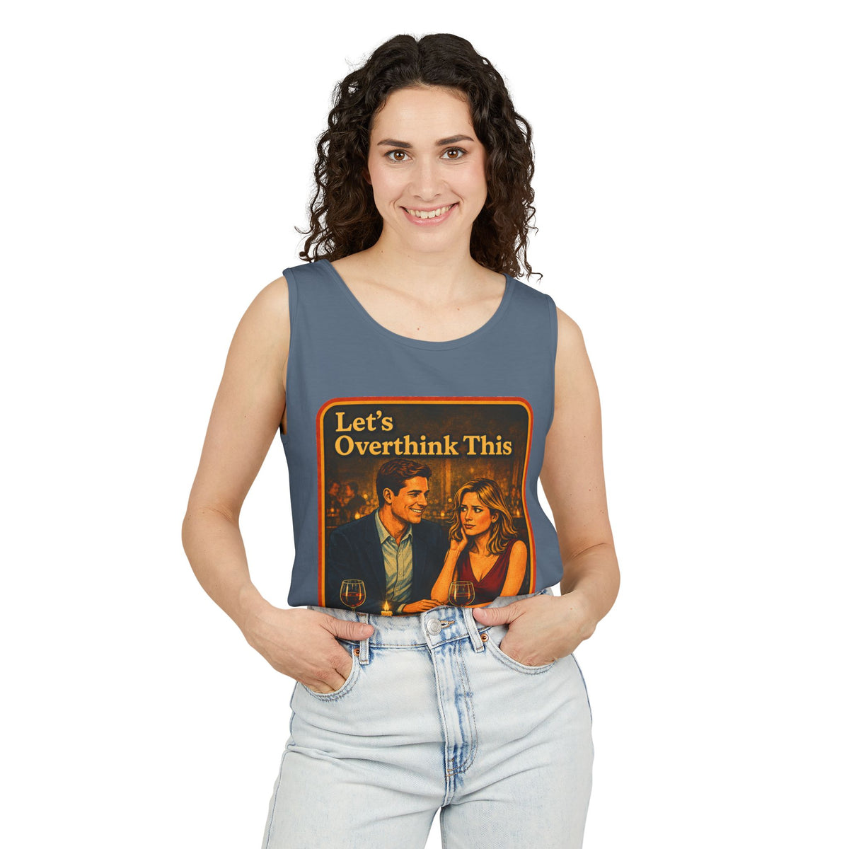 Let's Overthink This Wife Beater in Blue Jean, view 3