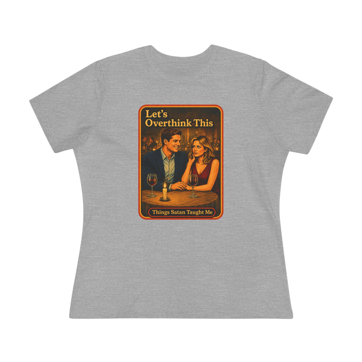 Let's Overthink This Women's Tee in Athletic Heather, front