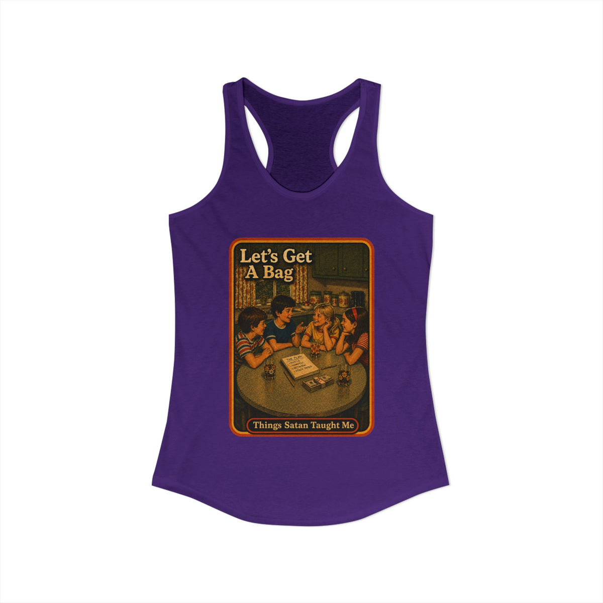 Let's Get Another Bag Racerback Tank in Purple Rush, view 2