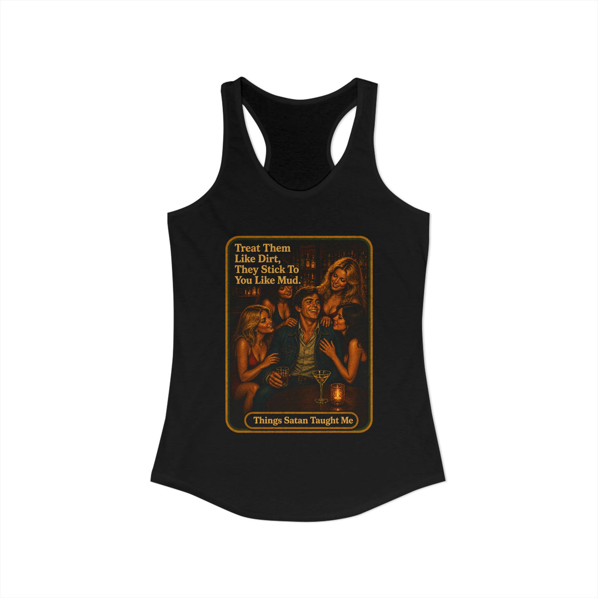 Treat Them Like Dirt Racerback Tank in Black, view 2