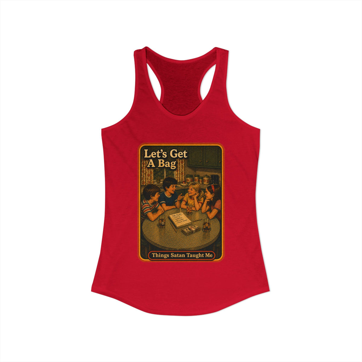 Let's Get Another Bag Racerback Tank in Red, view 2