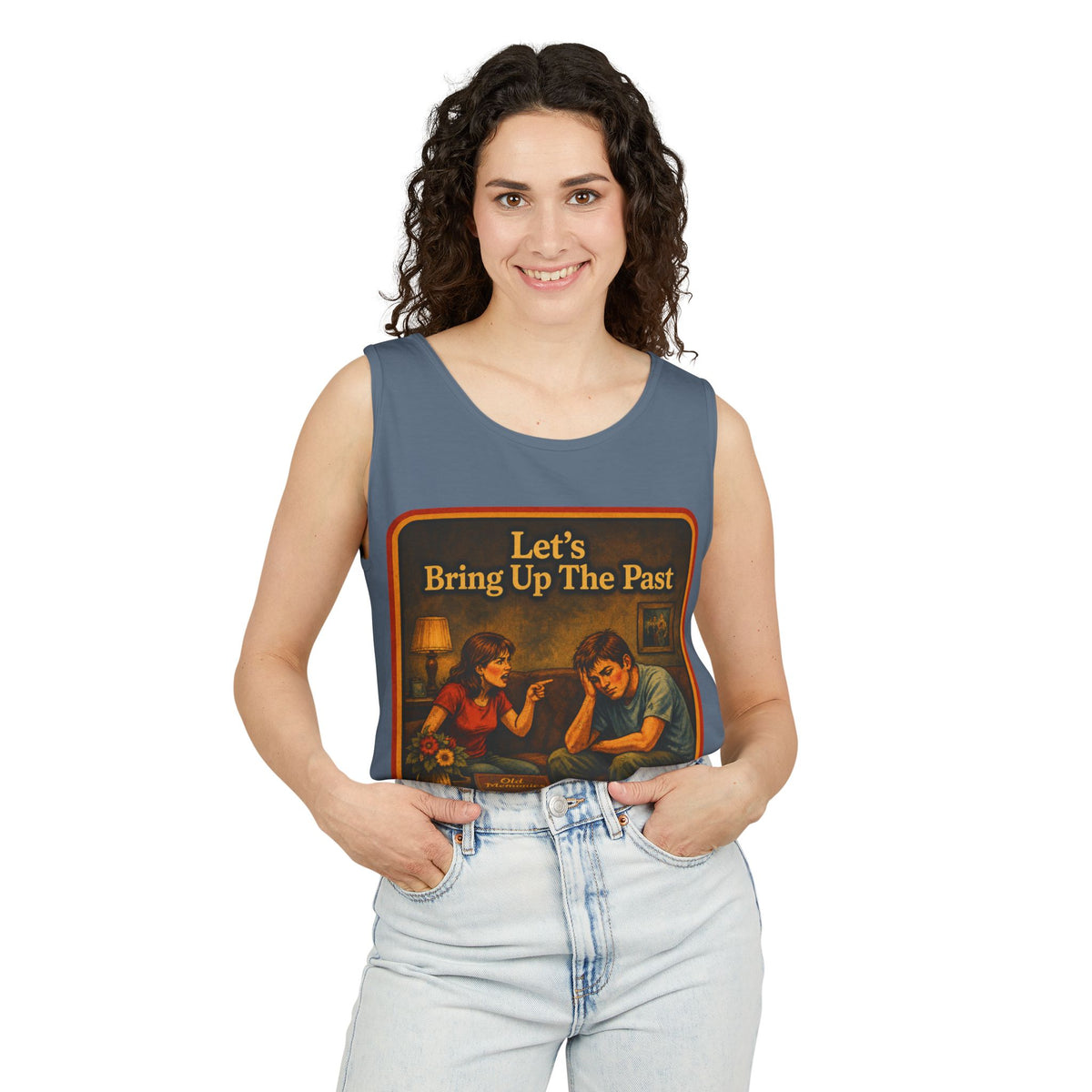 Let's Bring Up The Past Wife Beater in Blue Jean, view 3