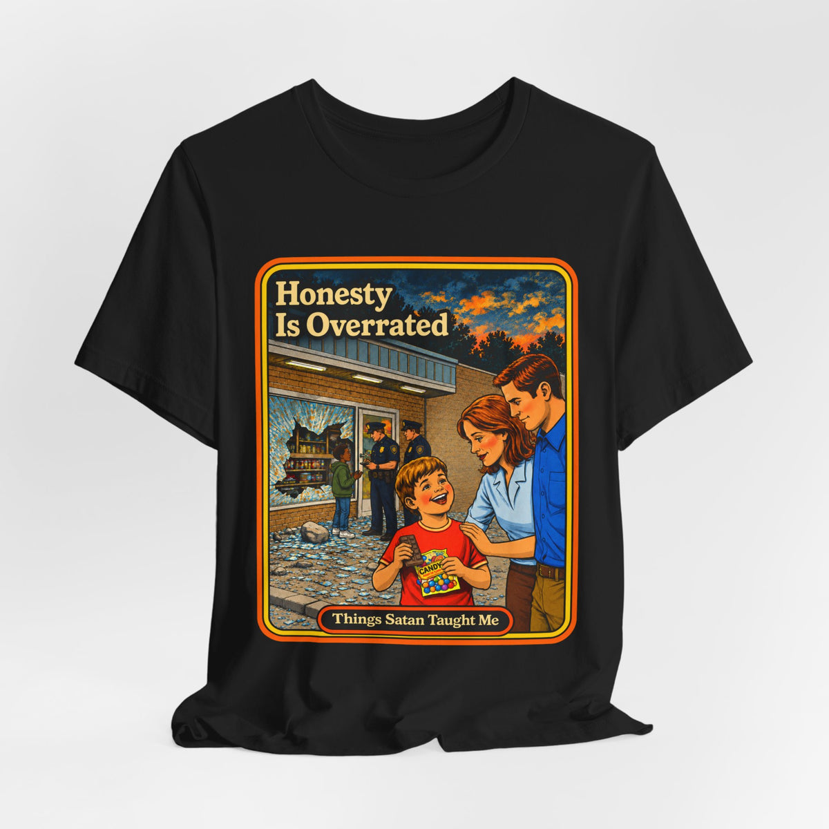 Honesty Is Overrated Unisex Tee in Black, view 4