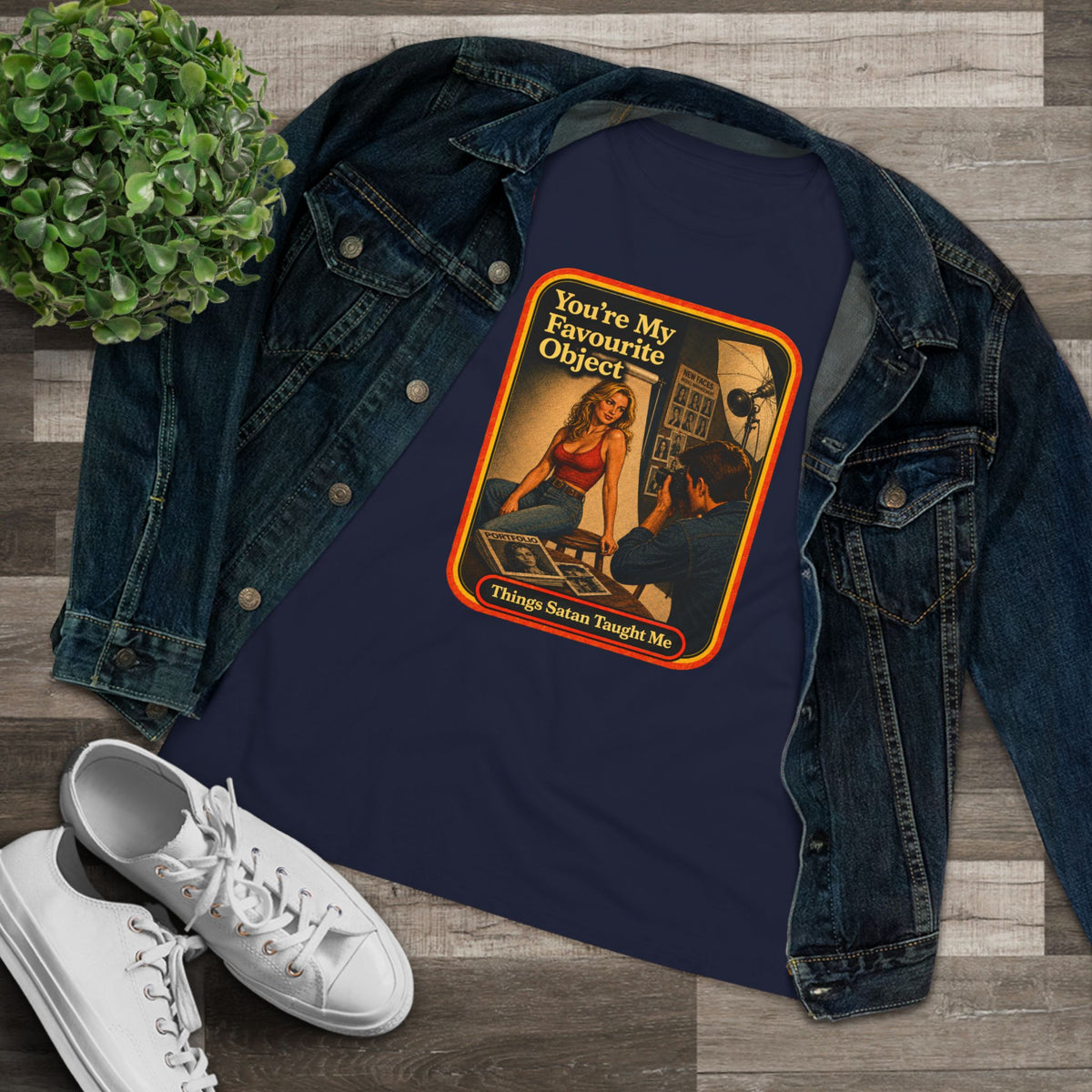 You're My Favourite Object Women's Tee in Navy, view 3