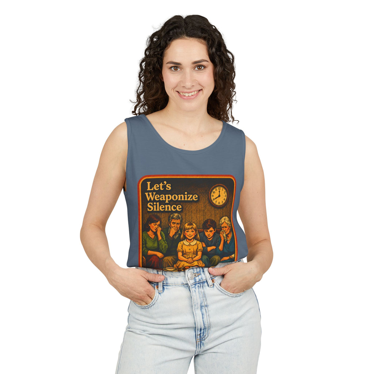 Let's Weaponize Silence Wife Beater in Blue Jean, view 3