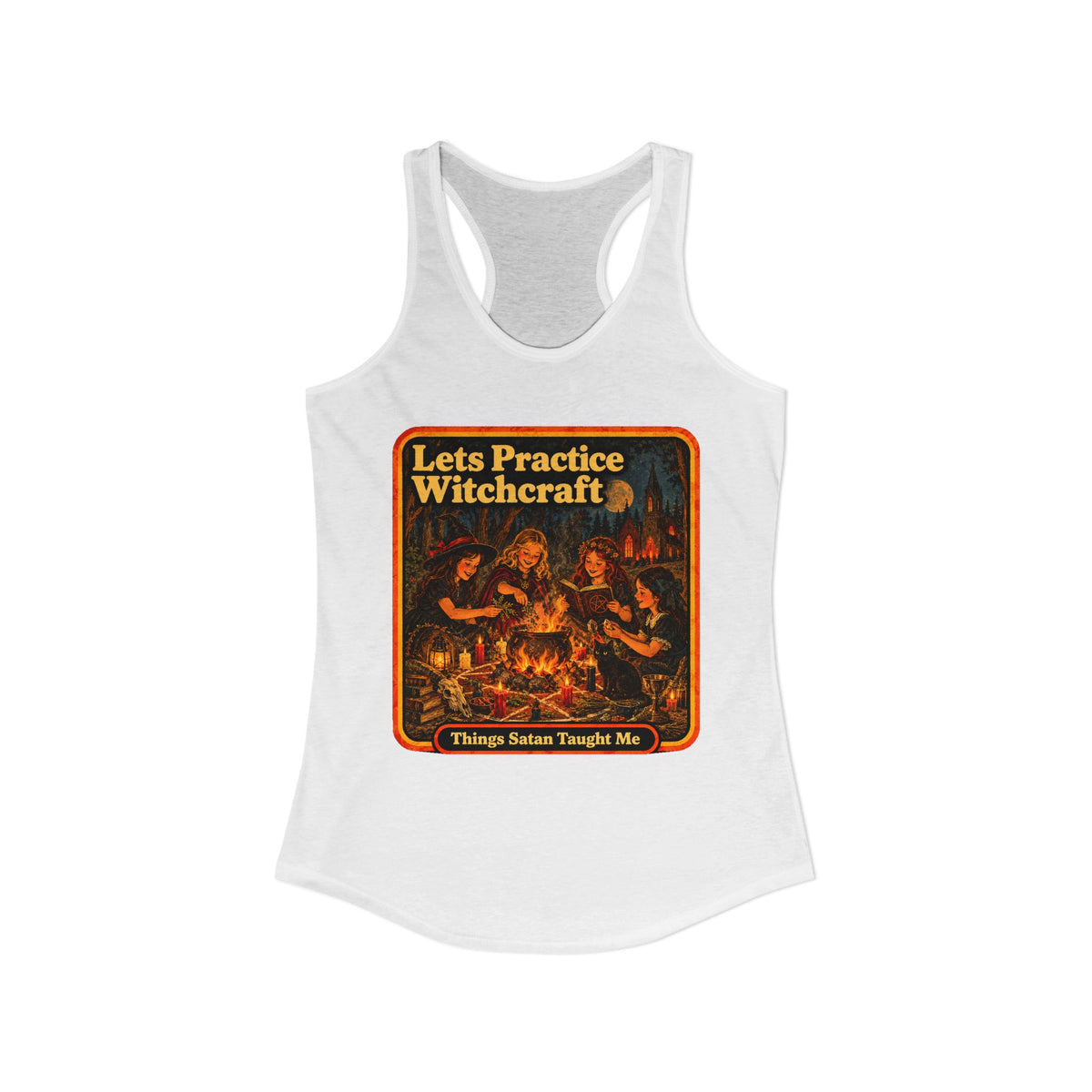 Let's Practice Witchcraft Racerback Tank in White, view 2