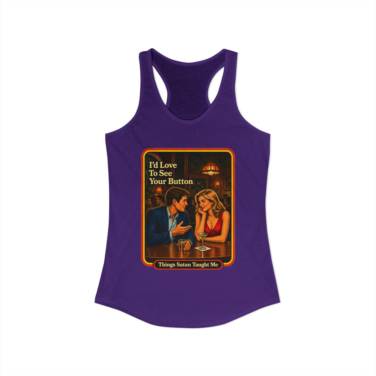I'd Love To See Your Button Racerback Tank in Purple Rush, view 2