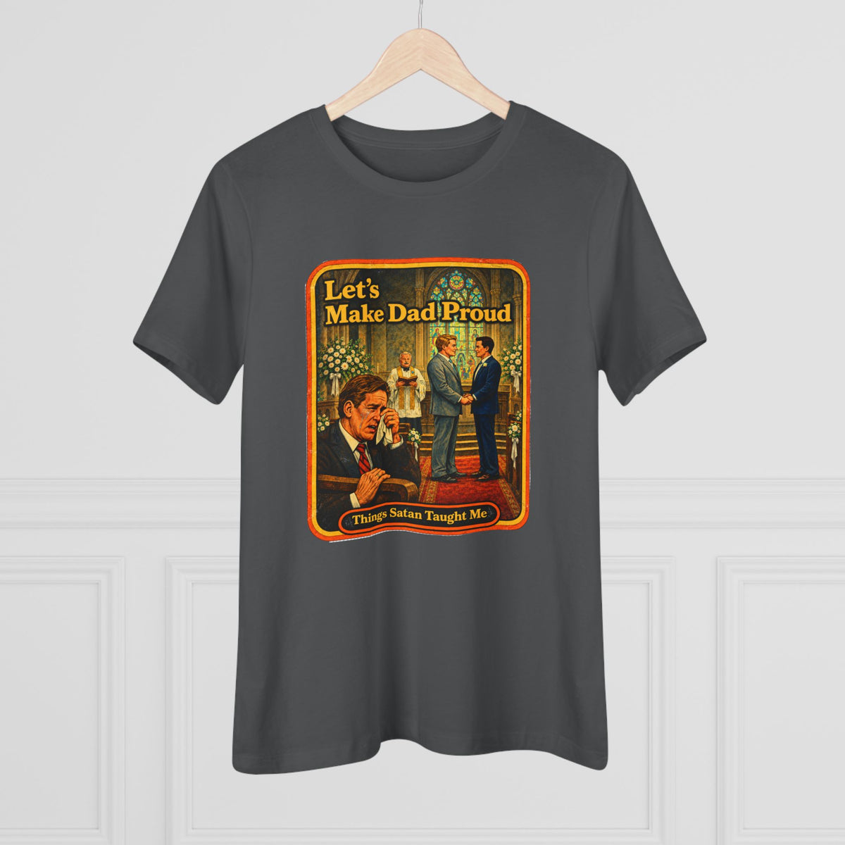 Let's Make Dad Proud Women's Tee in Asphalt, view 4
