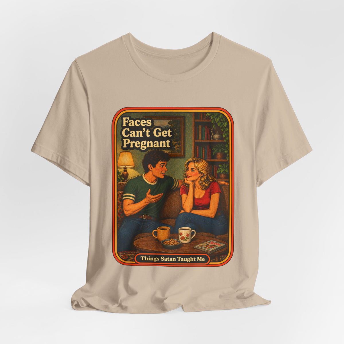 Faces Can't Get Pregnant Unisex Tee in Tan, view 4