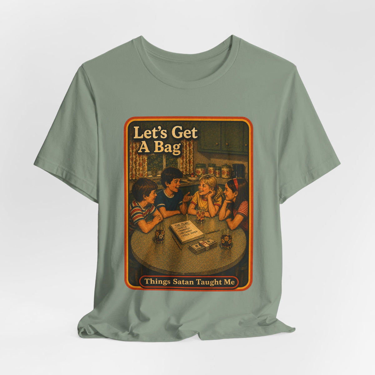 Let's Get Another Bag Unisex Tee in Sage, view 4
