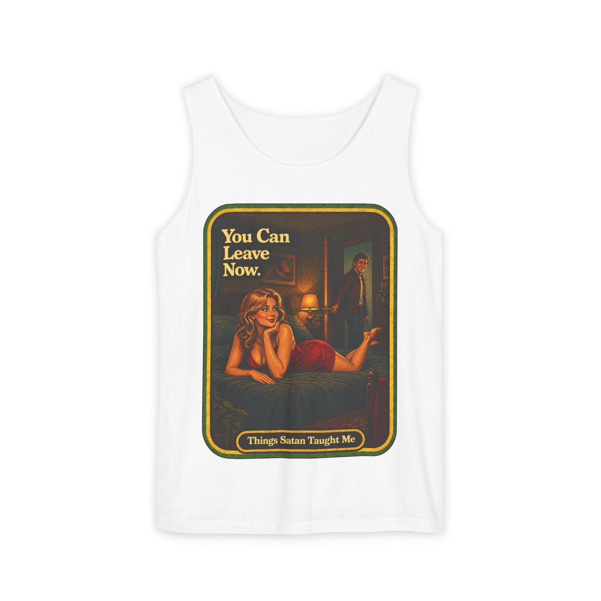 You Can Leave Now Wife Beater in White, front