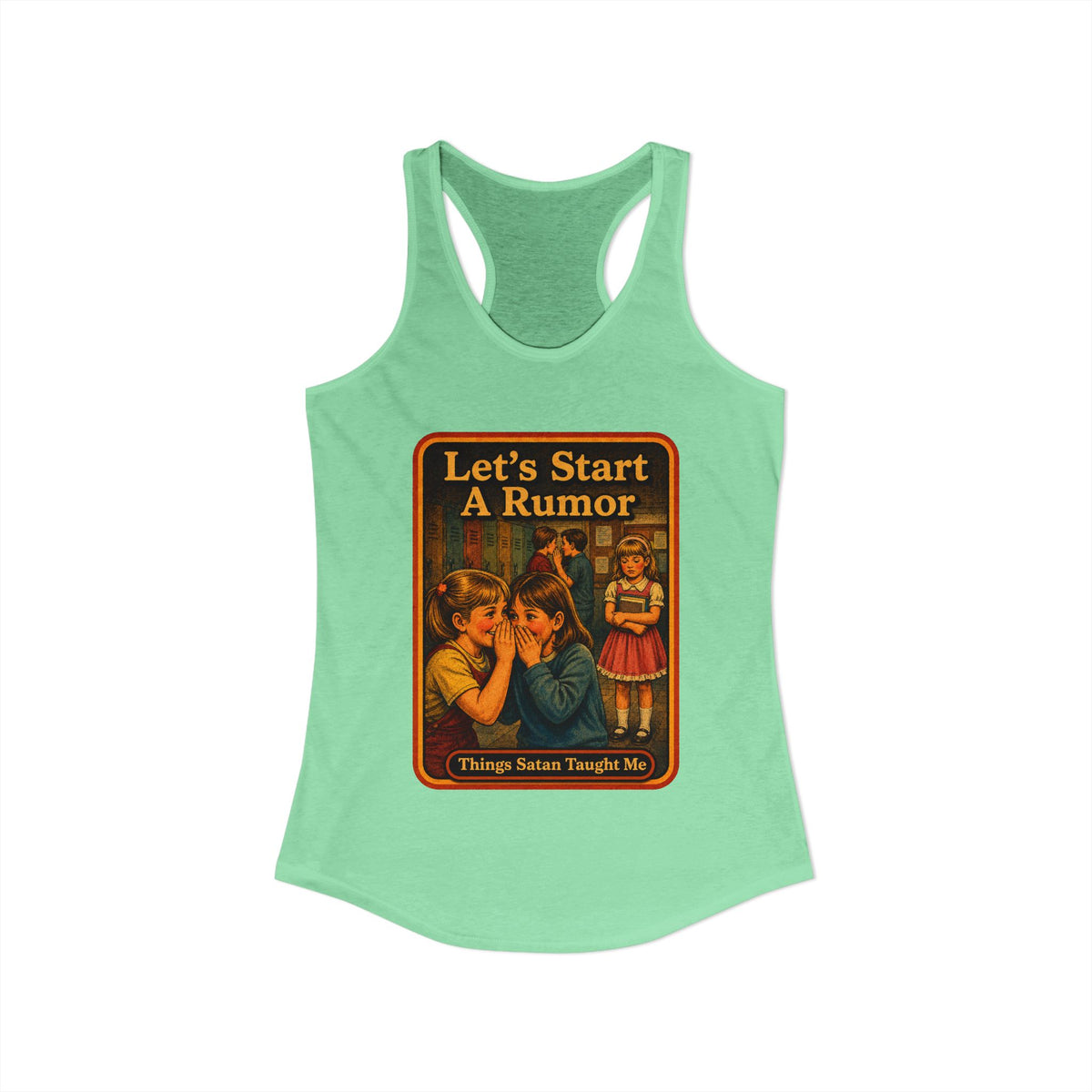 Let's Start A Rumor Racerback Tank in Mint, view 2