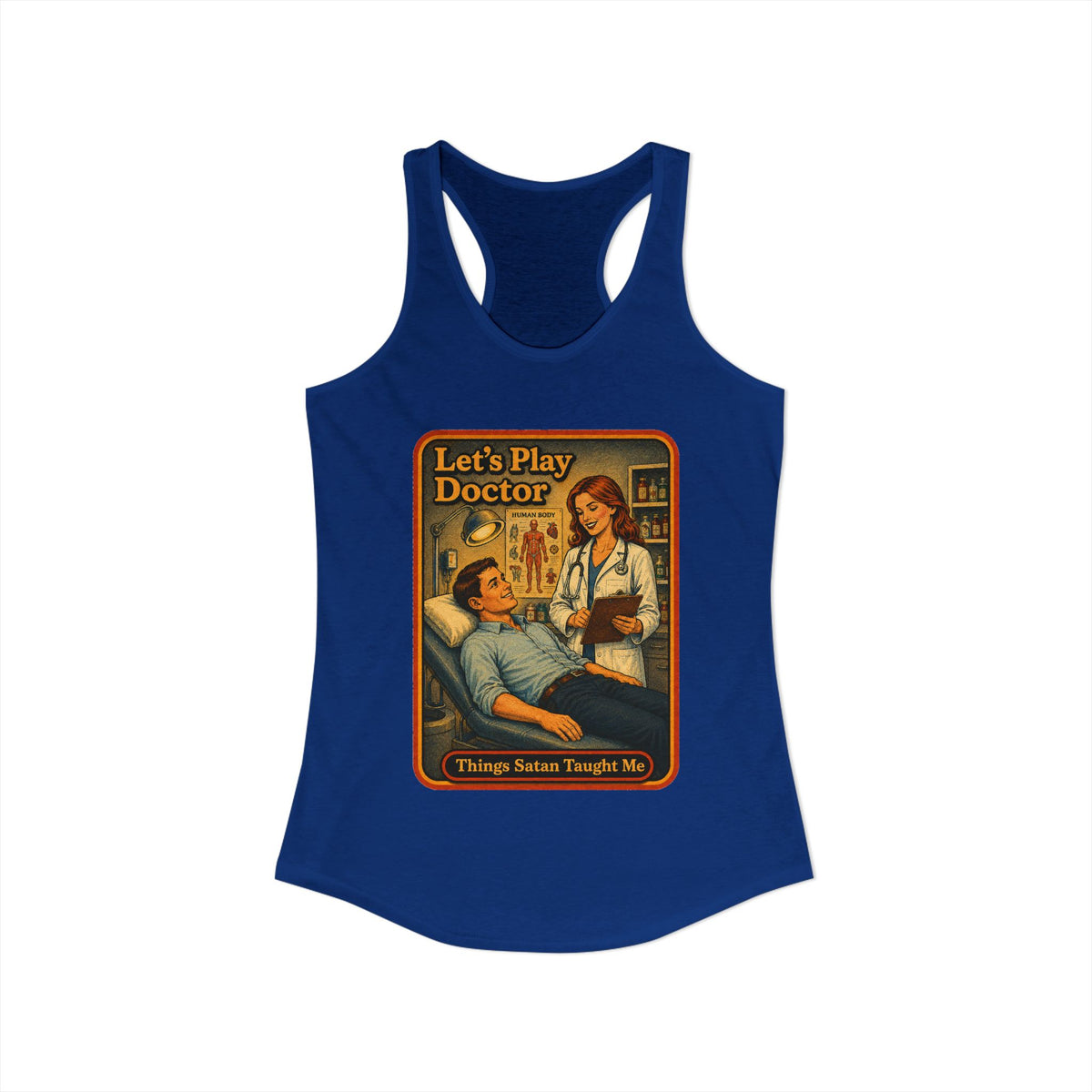 Let's Play Doctor Racerback Tank in Royal, view 2