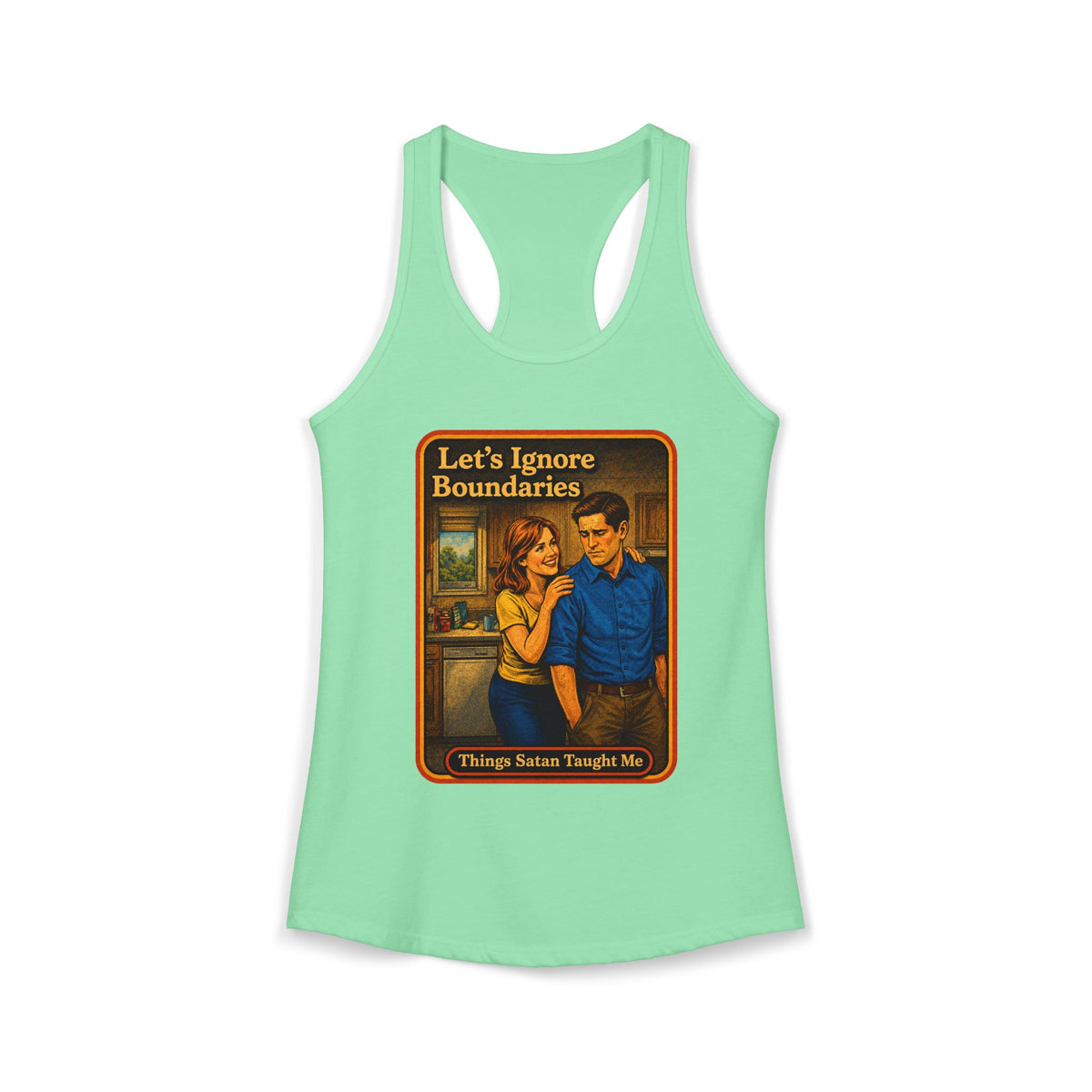 Let's Ignore Boundaries Racerback Tank in Mint, front