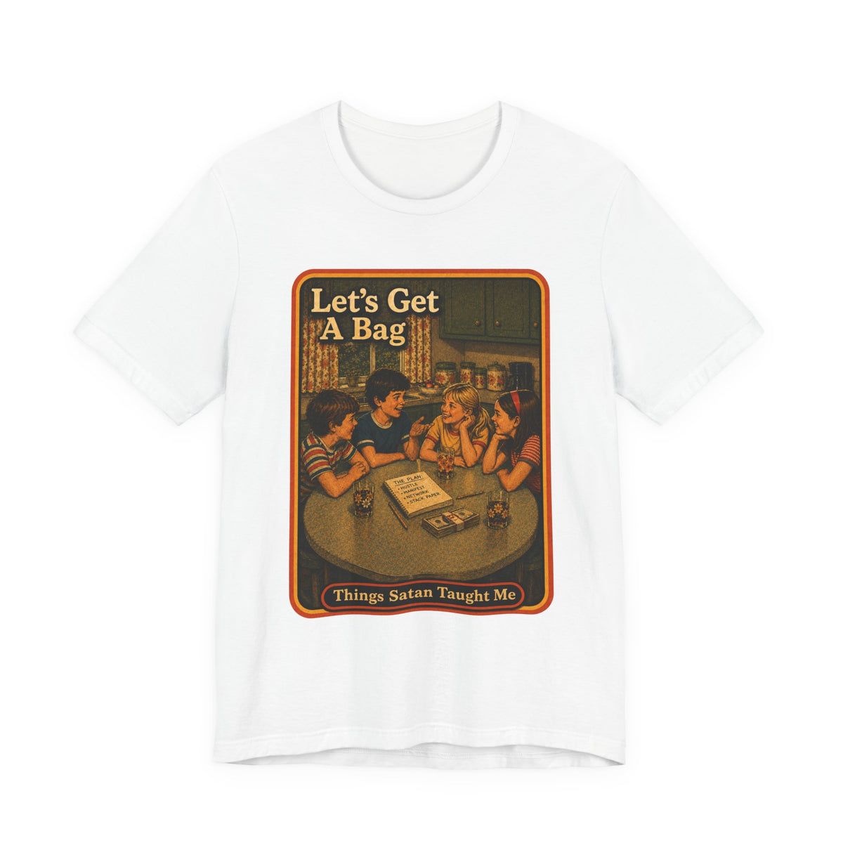 Let's Get Another Bag Unisex Tee in White, front