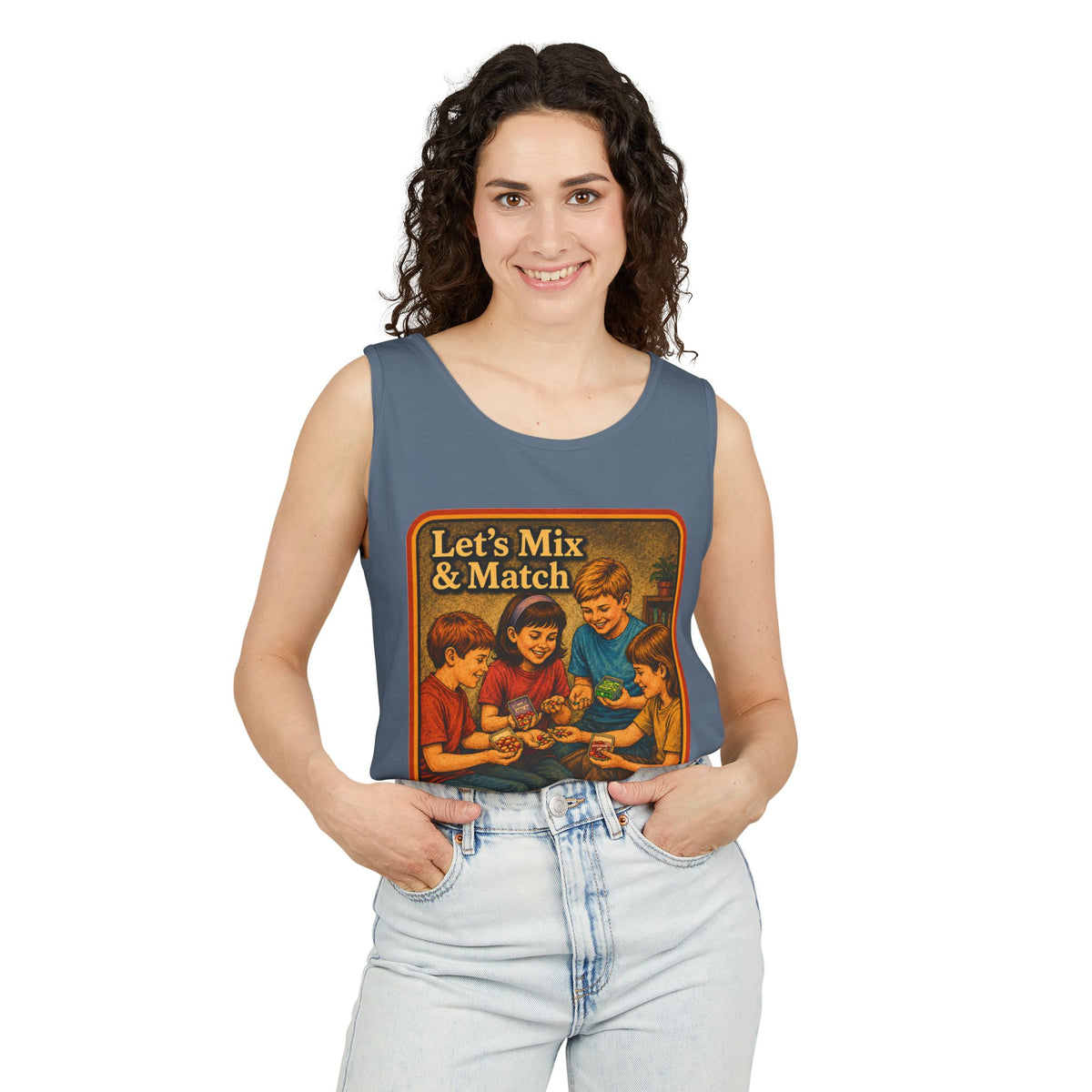 Let's Mix And Match Wife Beater in Blue Jean, view 3