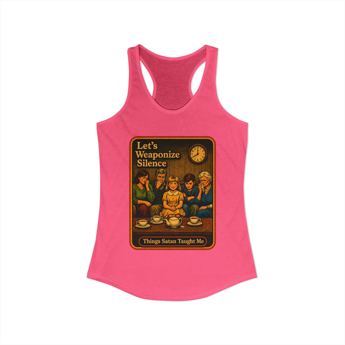 Let's Weaponize Silence Racerback Tank in Hot Pink, view 2