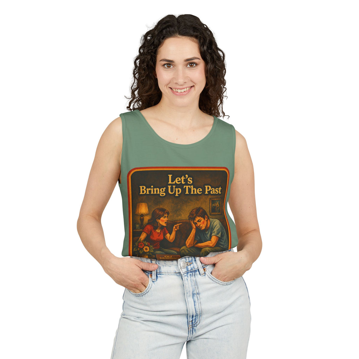 Let's Bring Up The Past Wife Beater in Light Green, view 3