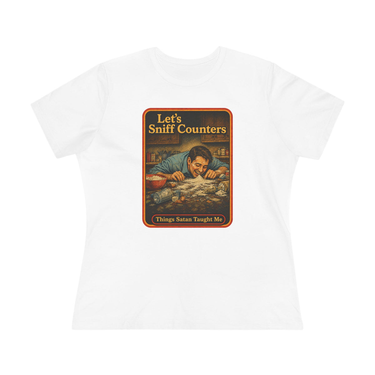 Let's Sniff Counters Women's Tee in White, front