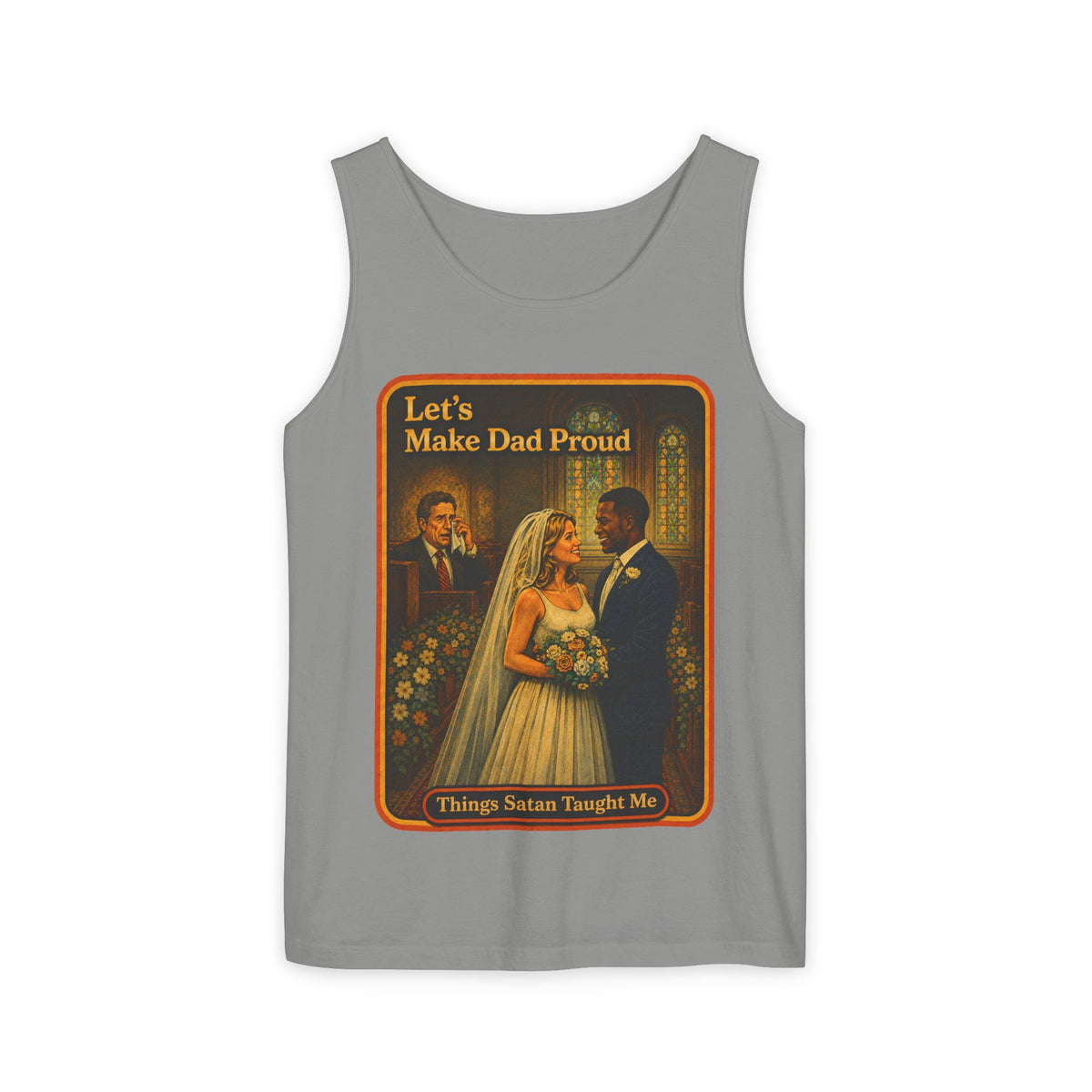 Let's Make Dad Proud No. 2 Wife Beater in Granite, front