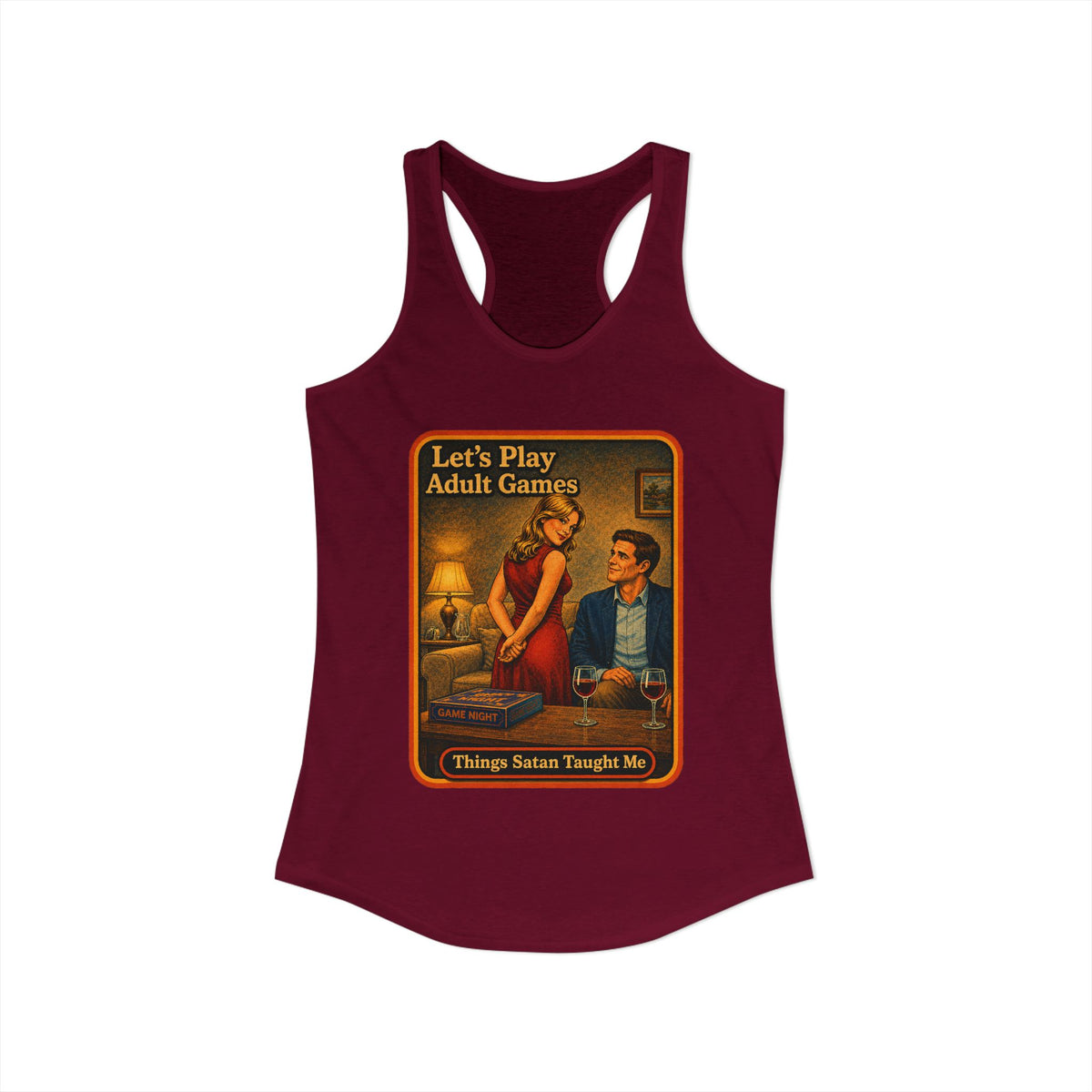 Let's Play Adult Games Racerback Tank in Cardinal Red, view 2