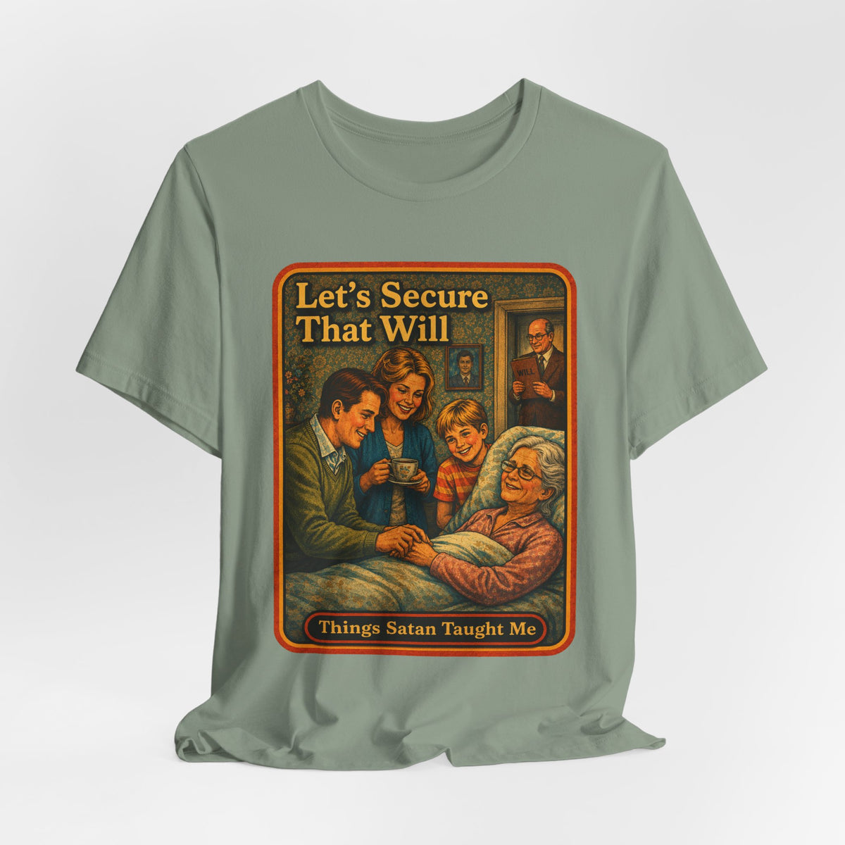 Let's Secure That Will Unisex Tee in Sage, view 4