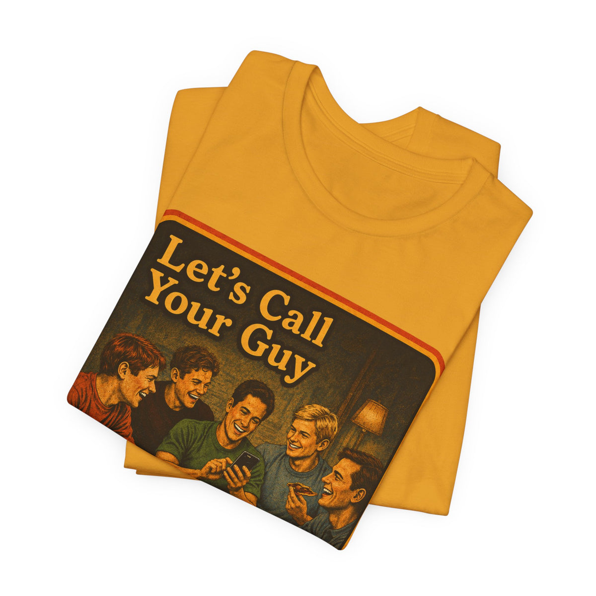 Let's Call Your Guy Unisex Tee in Mustard, view 3