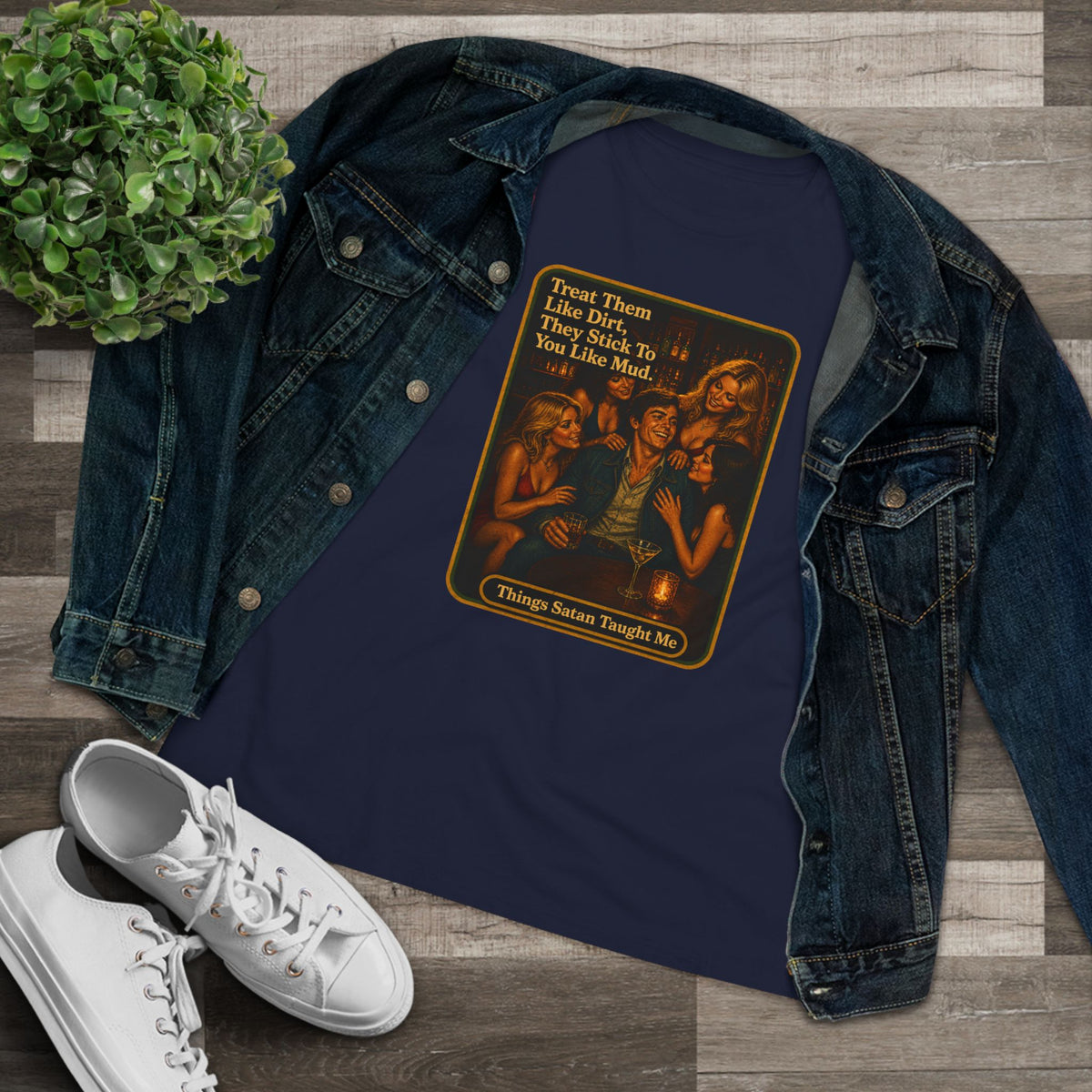 Treat Them Like Dirt Women's Tee in Navy, view 3