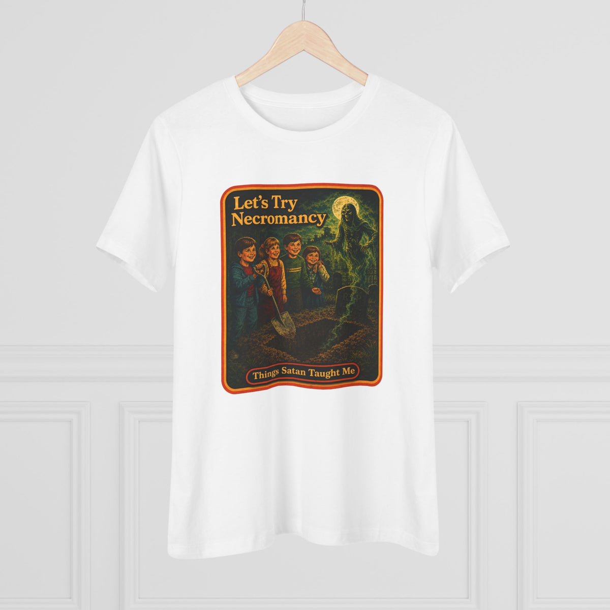 Let's Try Necromancy Women's Tee in White, view 4