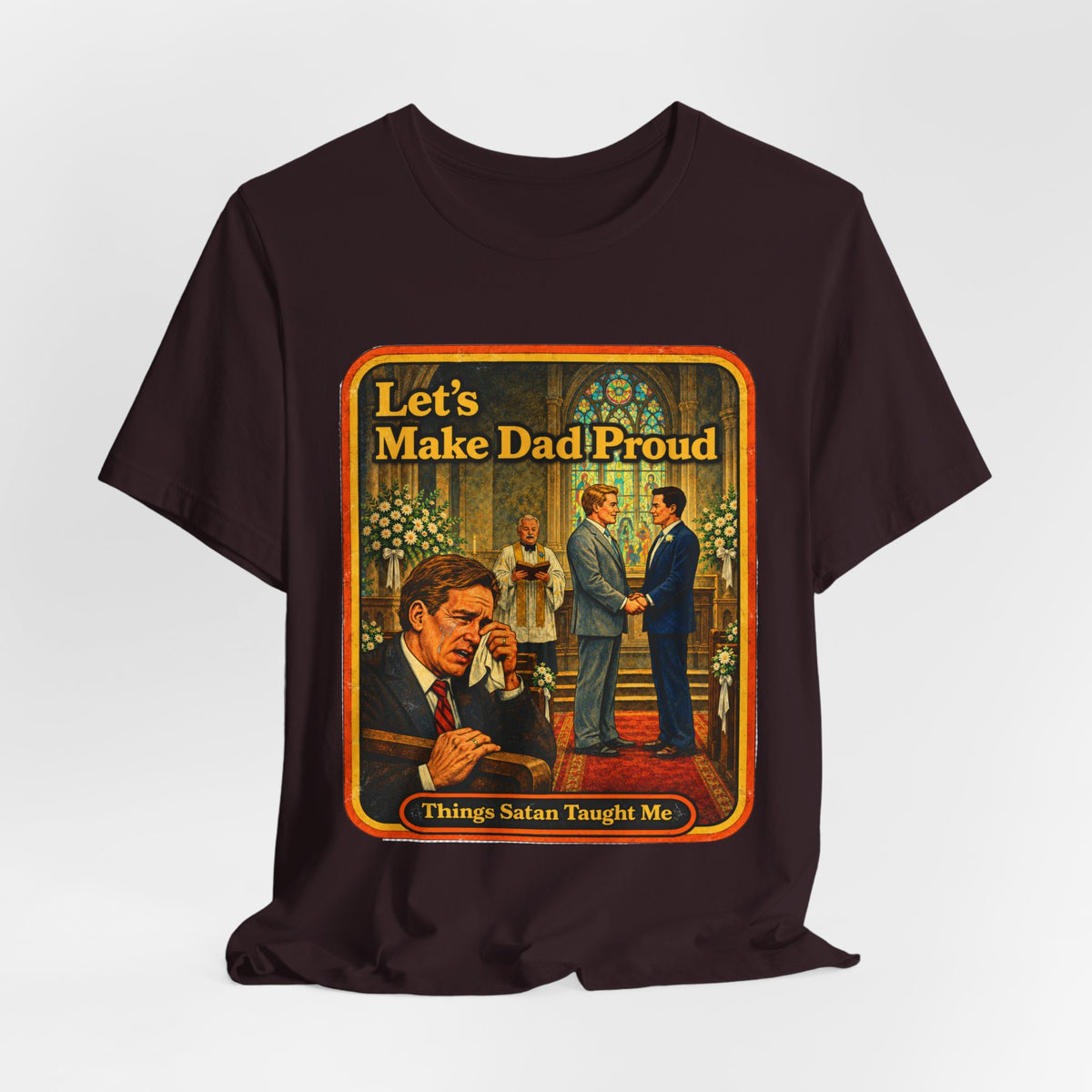 Let's Make Dad Proud Unisex Tee in Oxblood Black, view 4