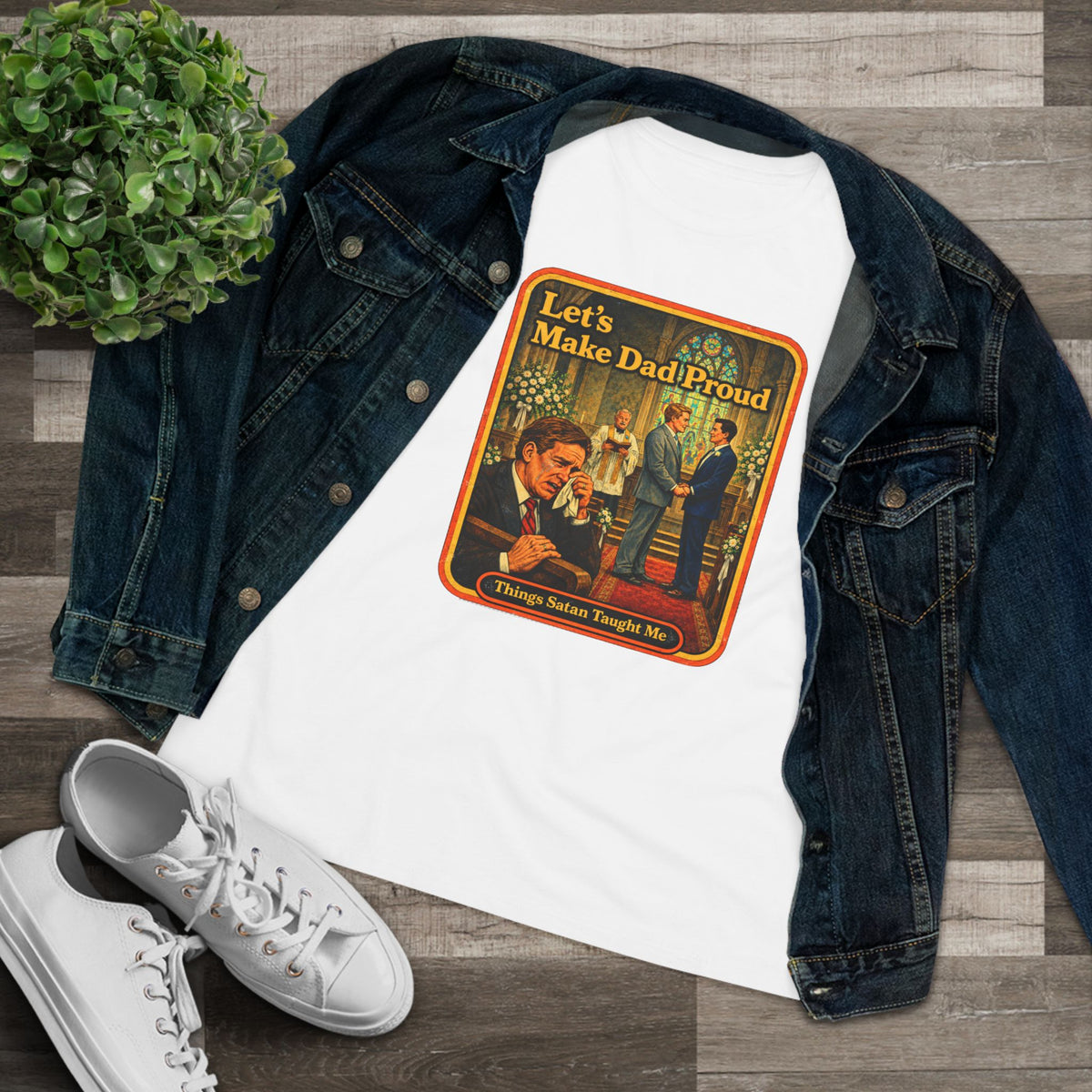 Let's Make Dad Proud Women's Tee in White, view 3