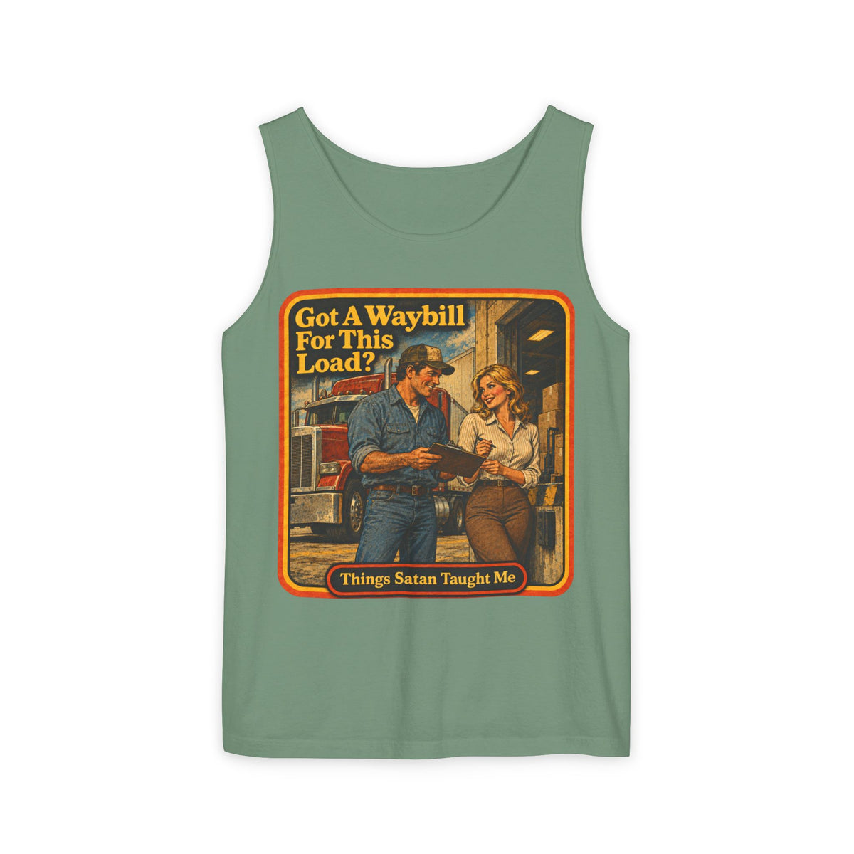 Got A Waybill For This Load Men's Wife Beater | Things Satan Taught Me  in Light Green, front