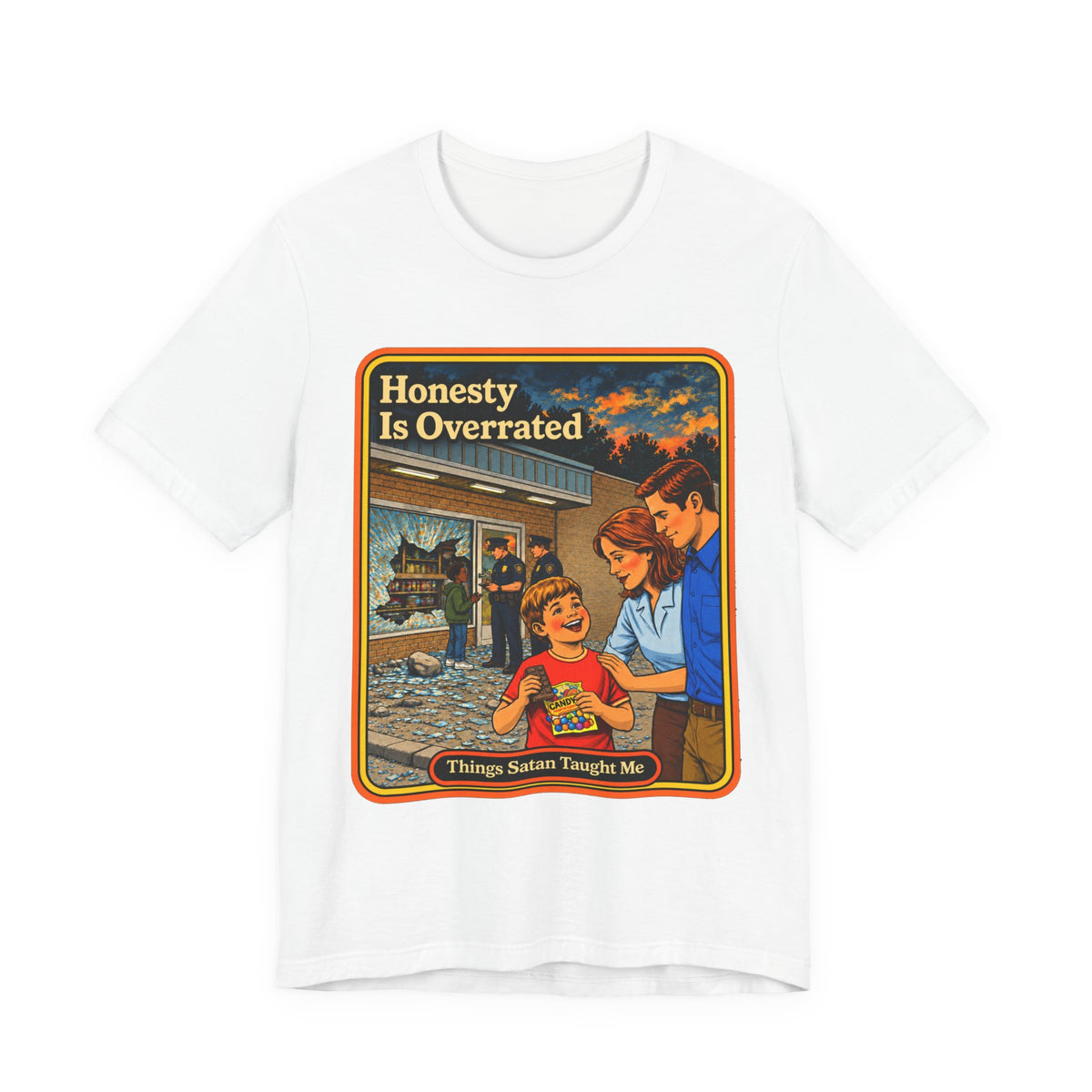Honesty Is Overrated Unisex Tee in White, front