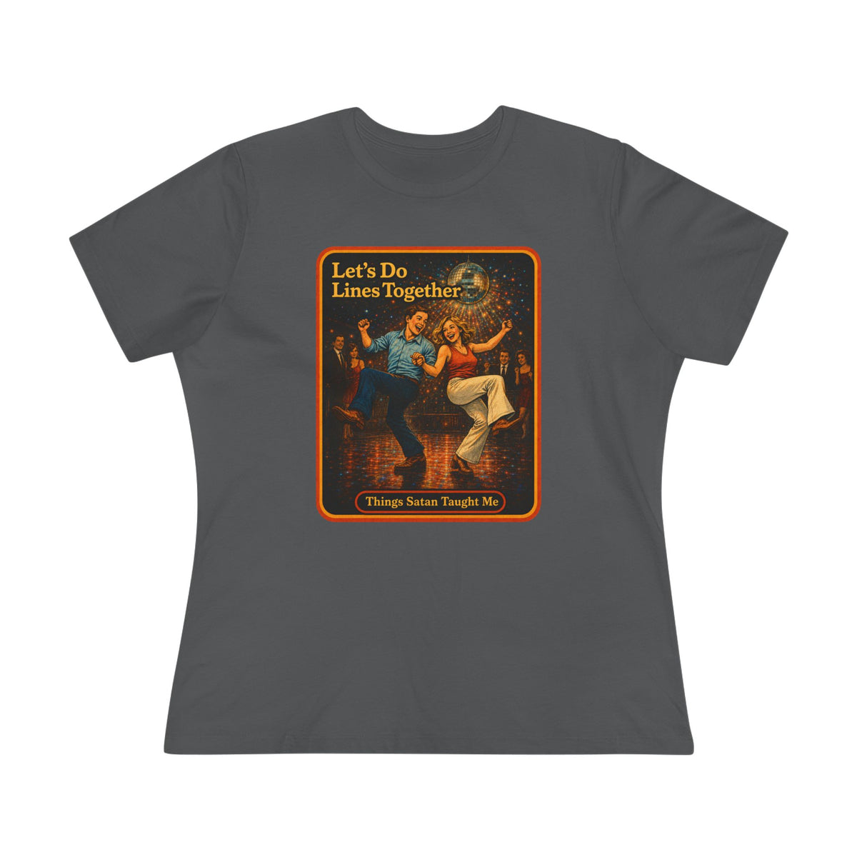 Let's Do Lines Together Women's Tee in Asphalt, front