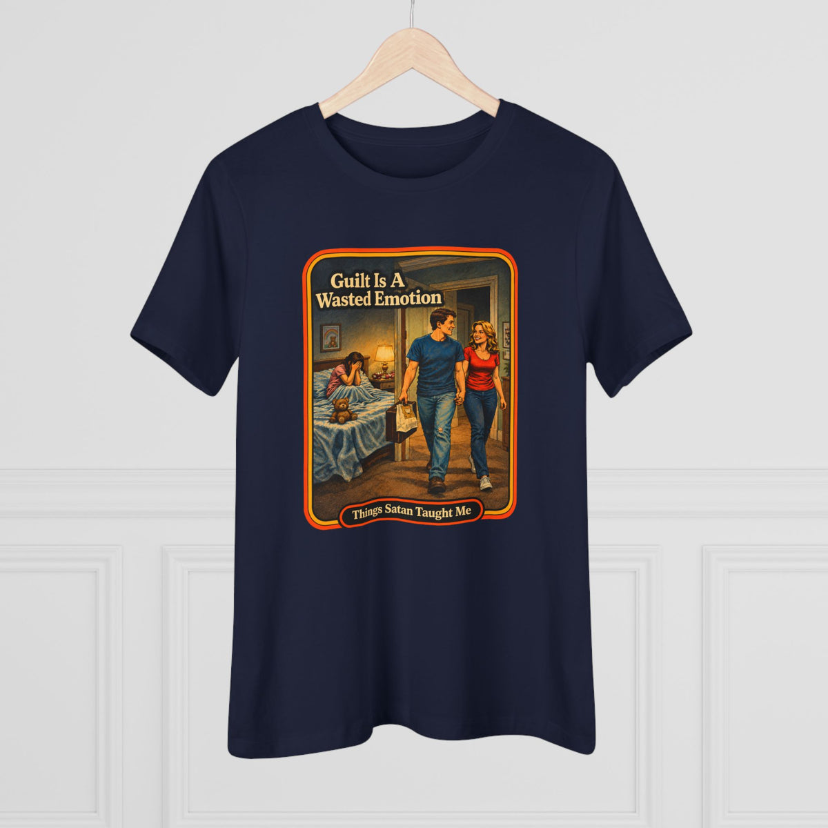 Guilt Is A Wasted Emotion Women's Tee in Navy, view 4