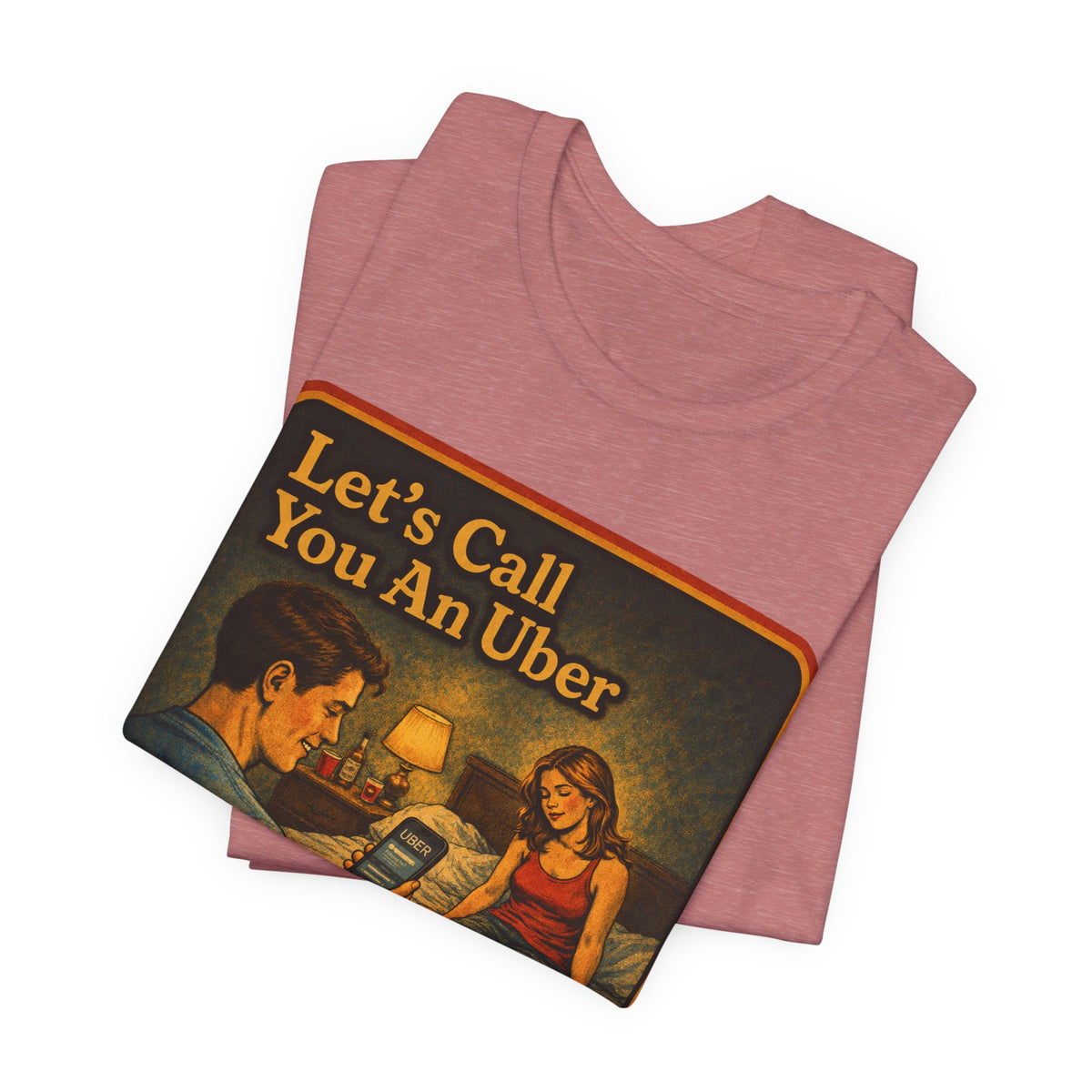 Let's Call You An Uber Unisex Tee in Heather Mauve, view 3