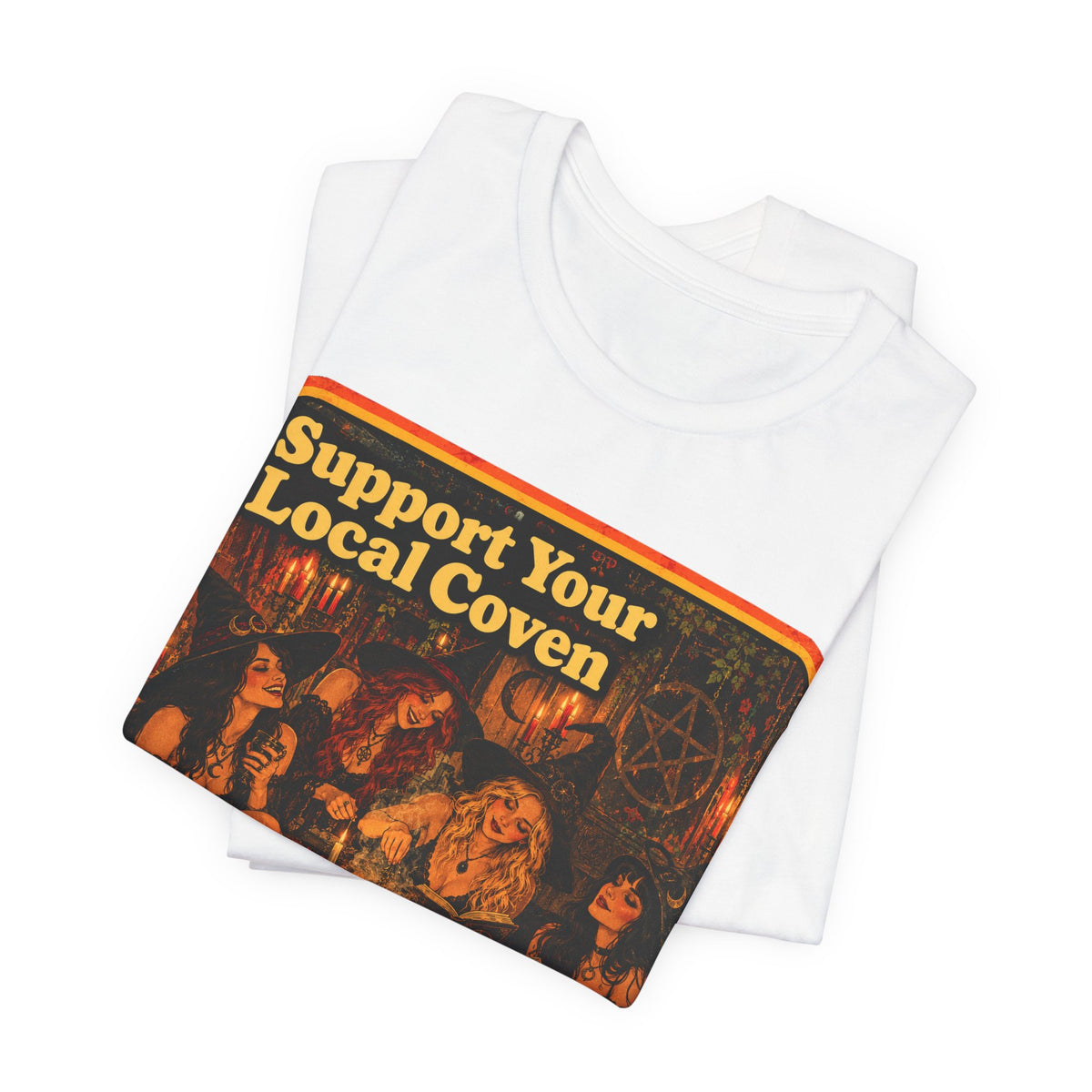 Support Your Local Coven Unisex Tee in White, view 3