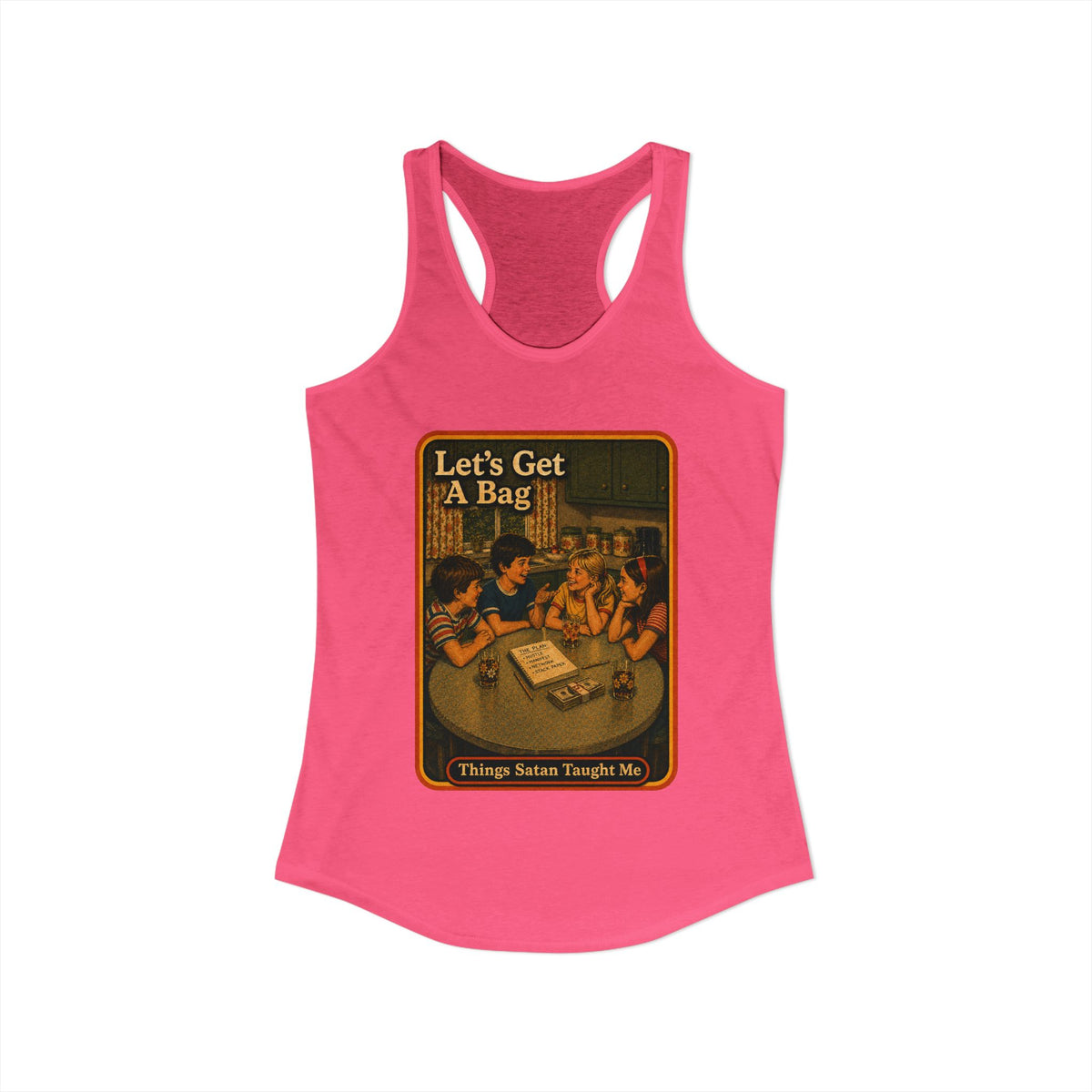 Let's Get Another Bag Racerback Tank in Hot Pink, view 2