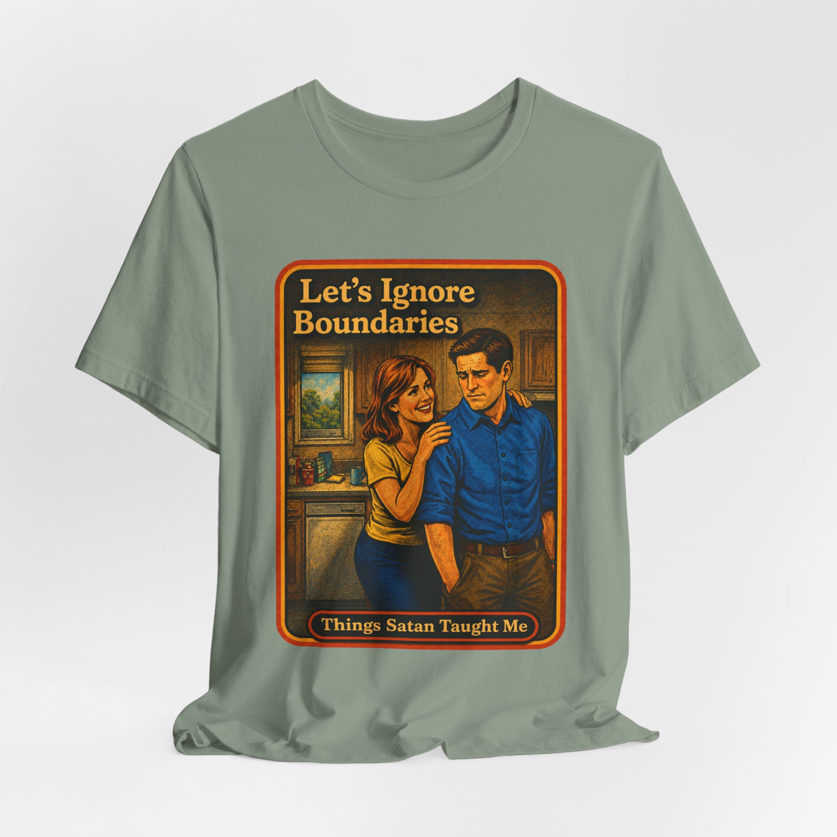 Let's Ignore Boundaries Unisex Tee in Sage, view 4