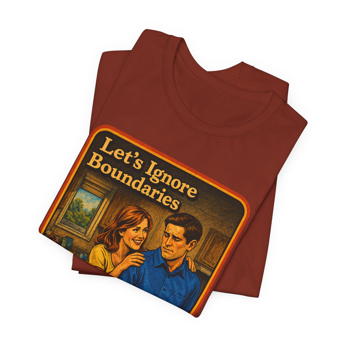 Let's Ignore Boundaries Unisex Tee in Rust, view 3