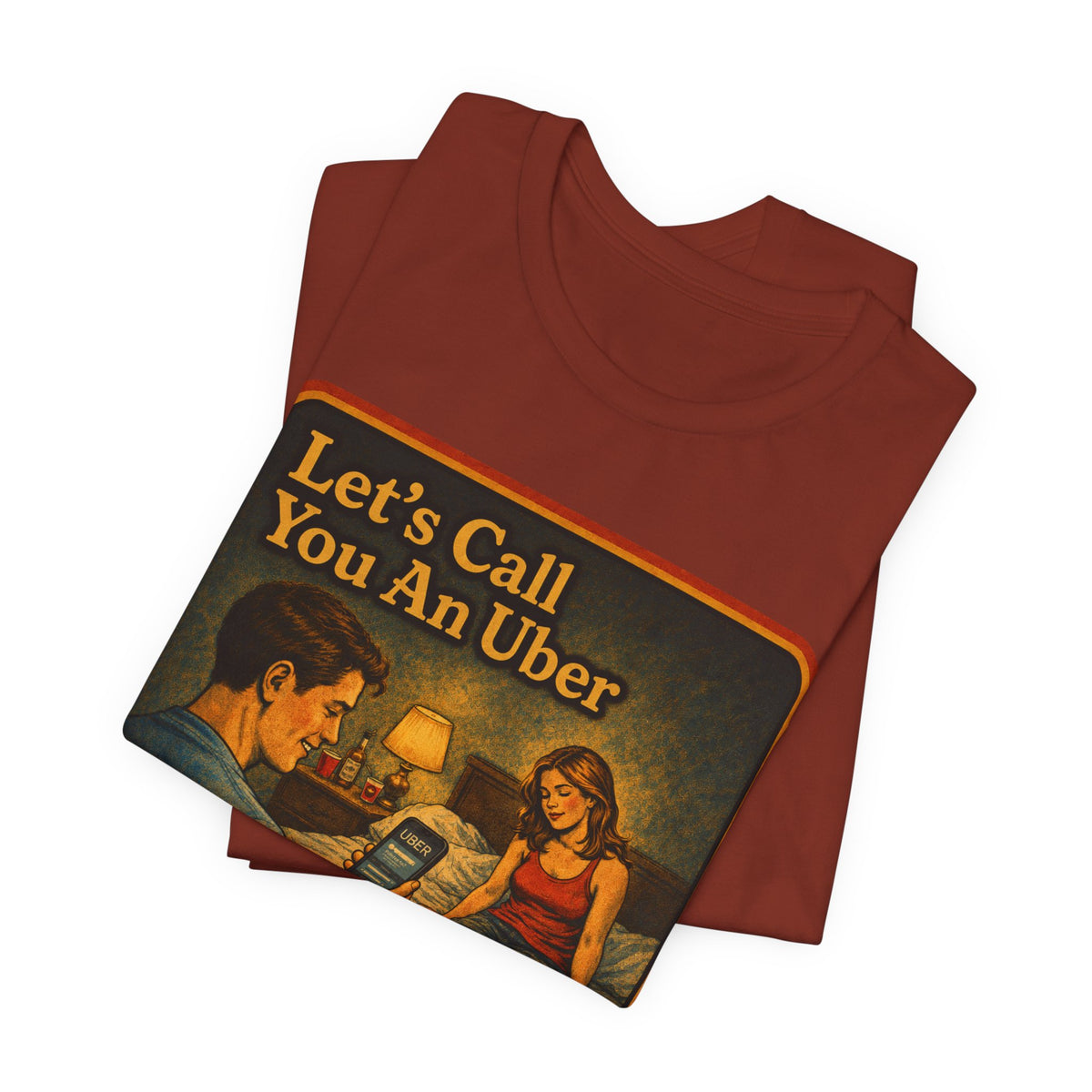 Let's Call You An Uber Unisex Tee in Rust, view 3