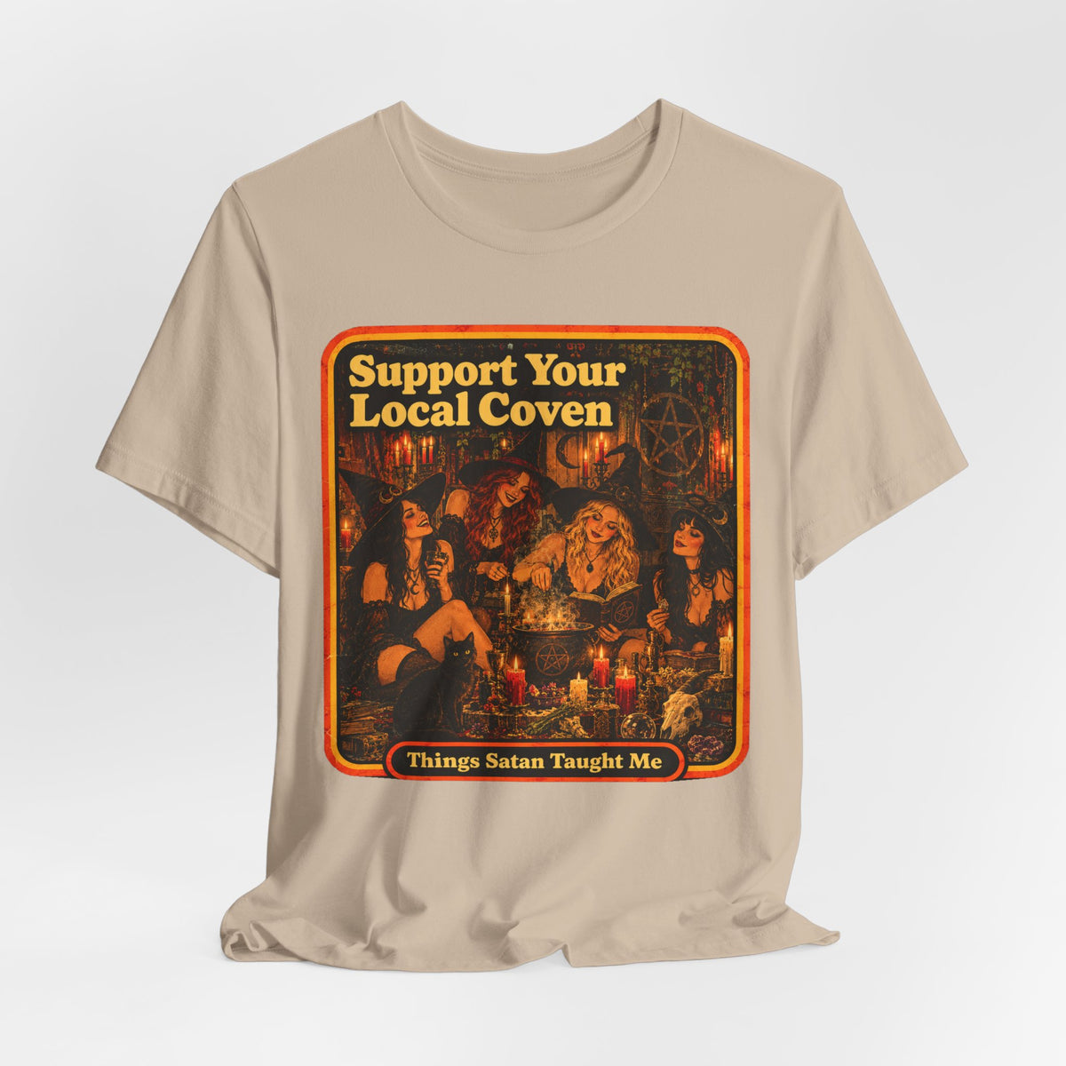 Support Your Local Coven Unisex Tee in Tan, view 4