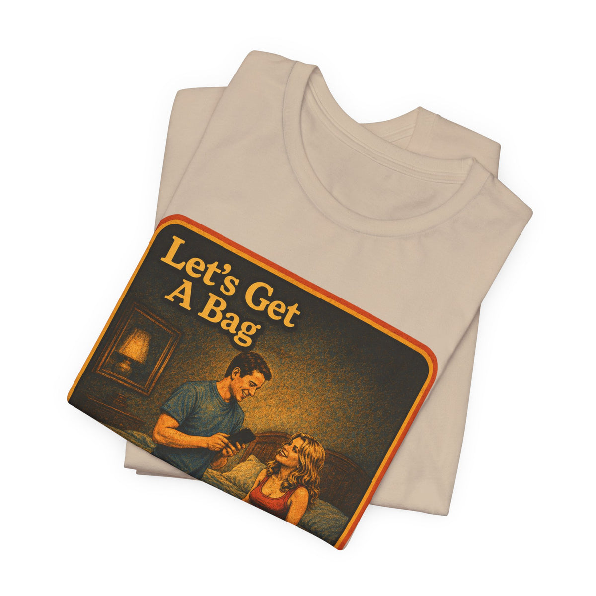 Let's Get A Bag Unisex Tee in Tan, view 3