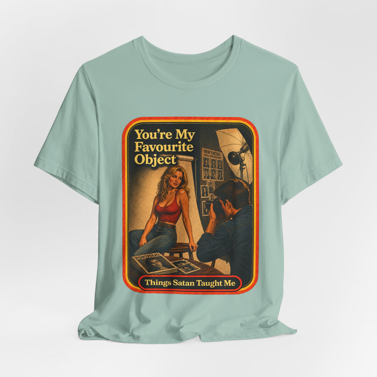You're My Favourite Object Unisex Tee in Dusty Blue, view 4