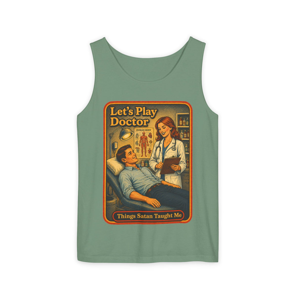 Let's Play Doctor Wife Beater in Light Green, front