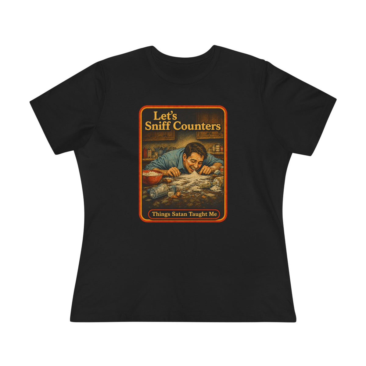 Let's Sniff Counters Women's Tee in Black, front