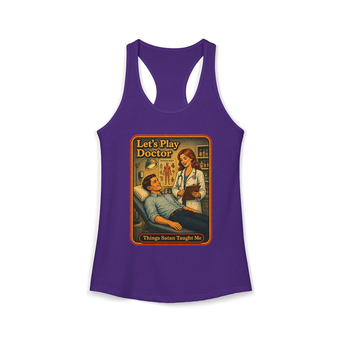 Let's Play Doctor Racerback Tank in Purple Rush, front