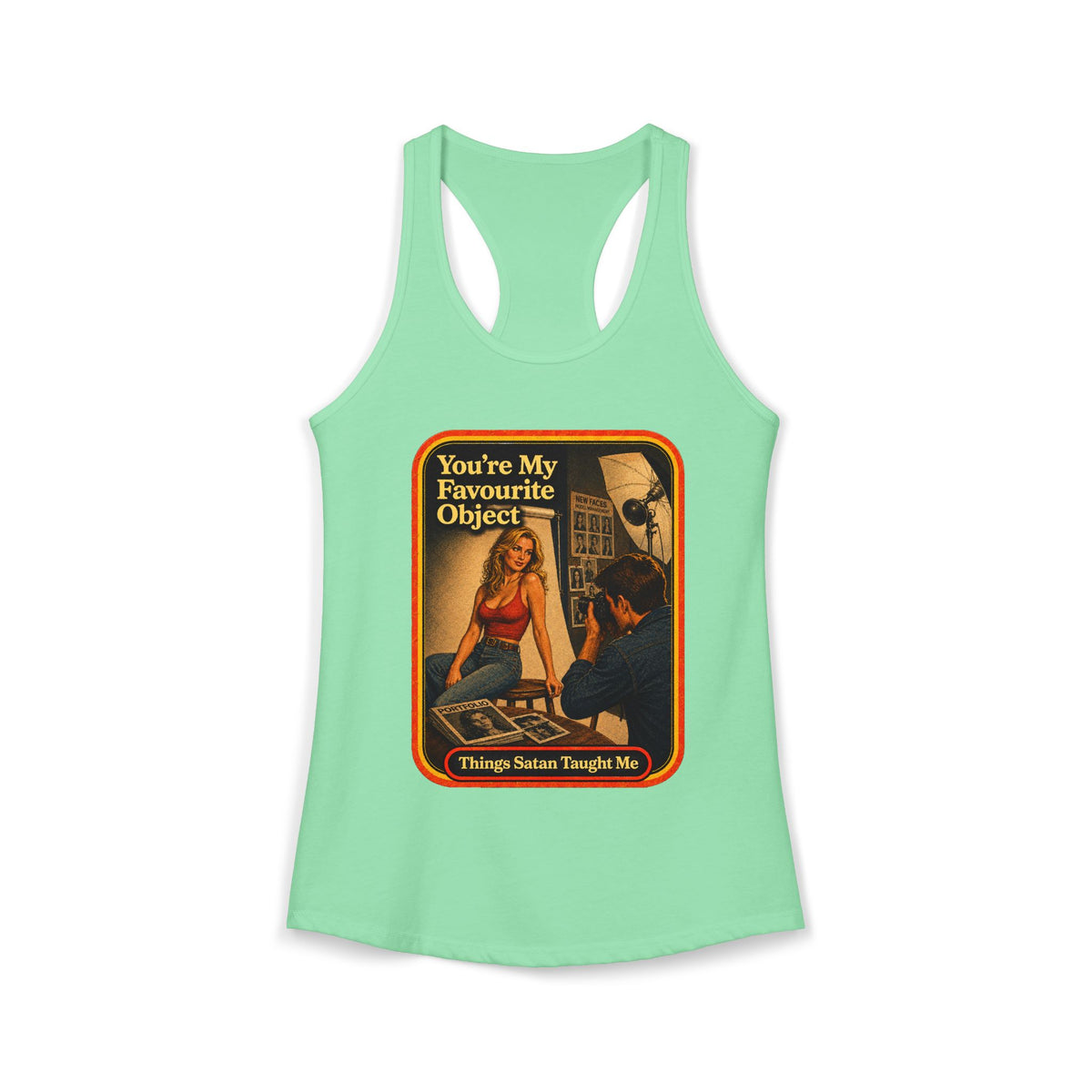 You're My Favourite Object Racerback Tank in Mint, front