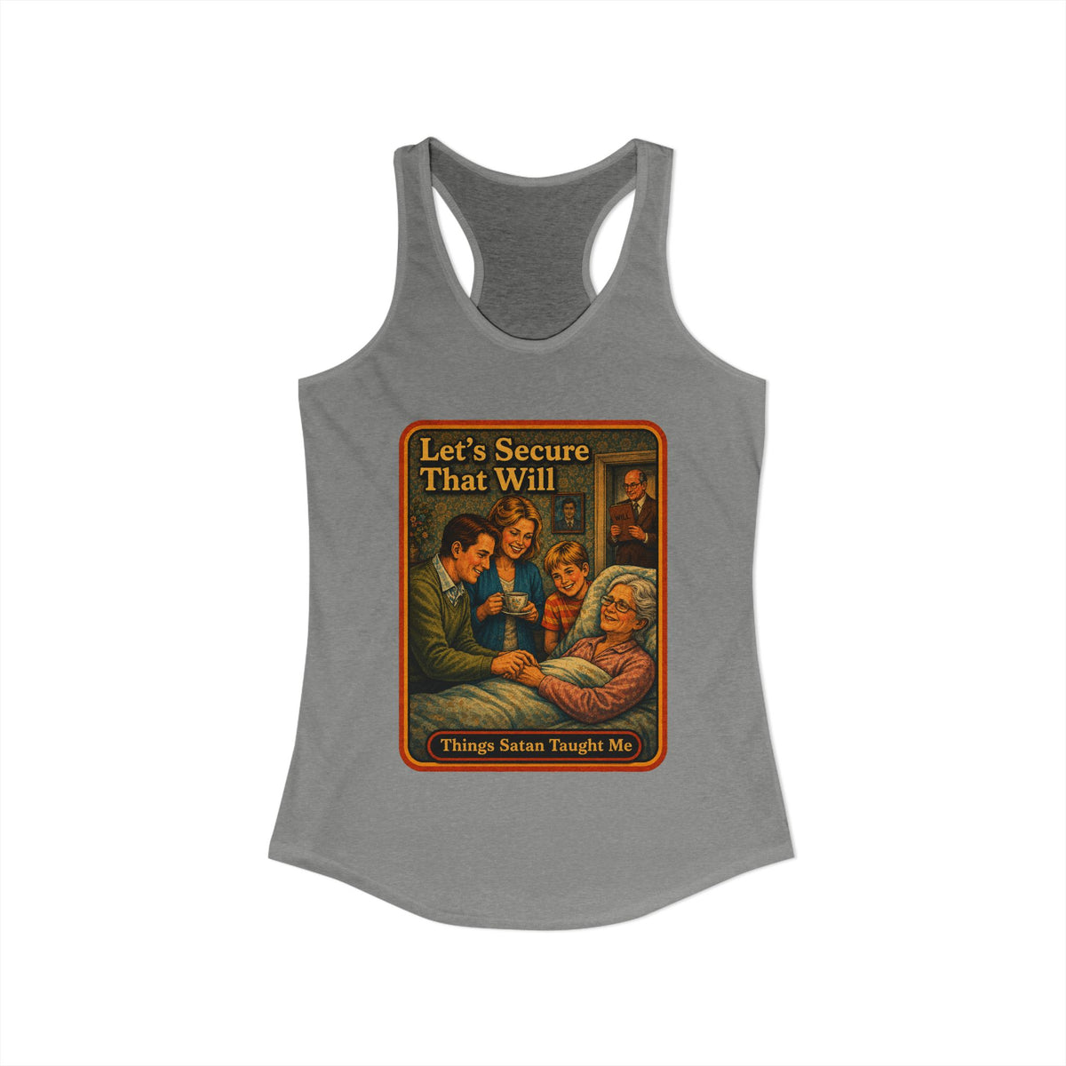 Let's Secure That Will Racerback Tank in Heather Grey, view 2