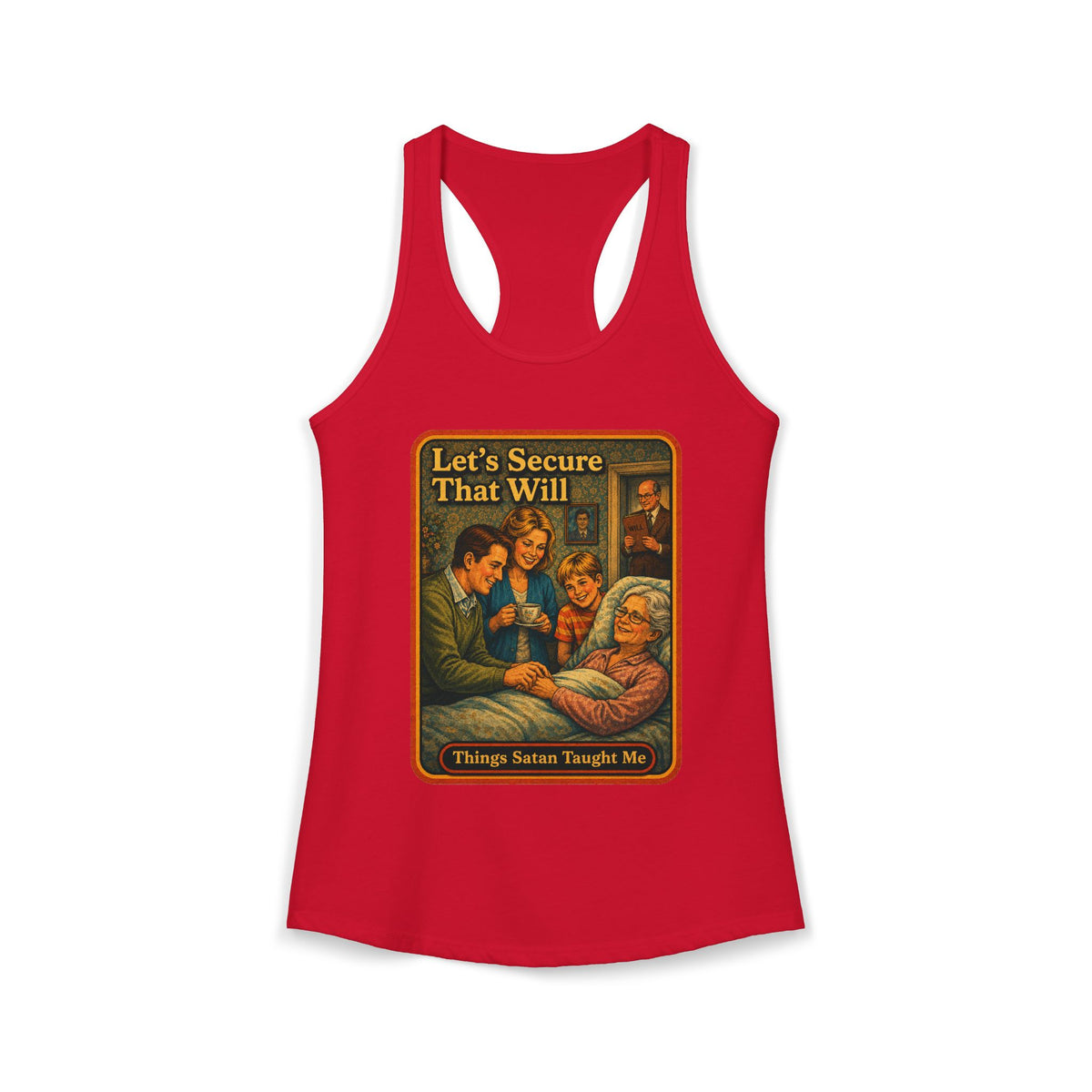 Let's Secure That Will Racerback Tank in Red, front
